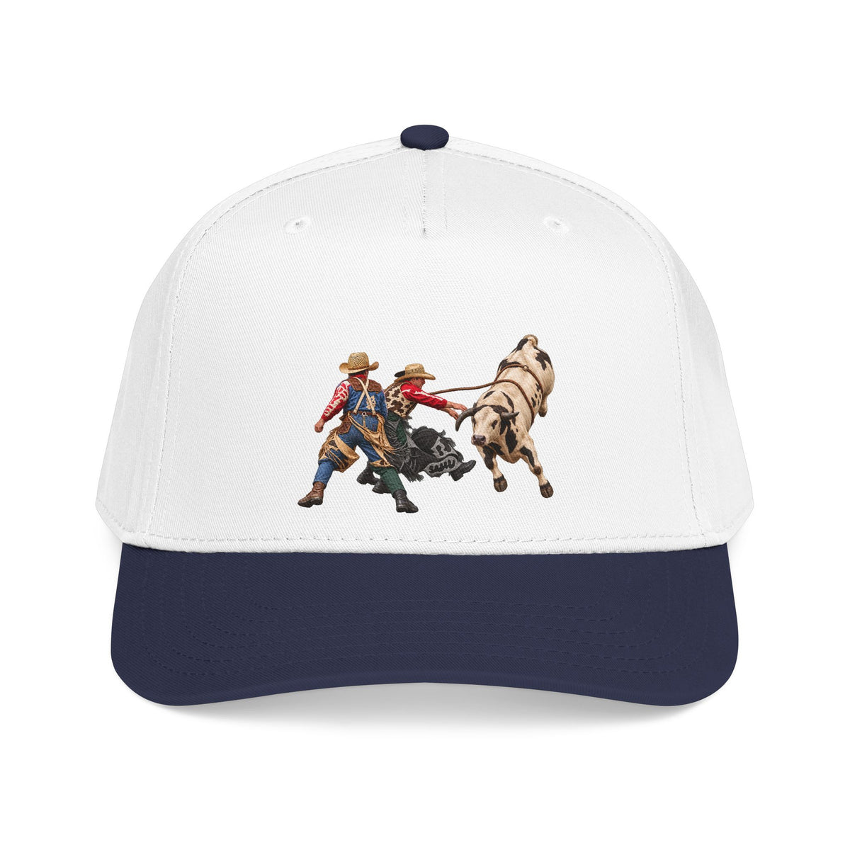 Mid Profile Baseball Cap — Cowboys - Clowns and Bull - without Text - 3D Transparent