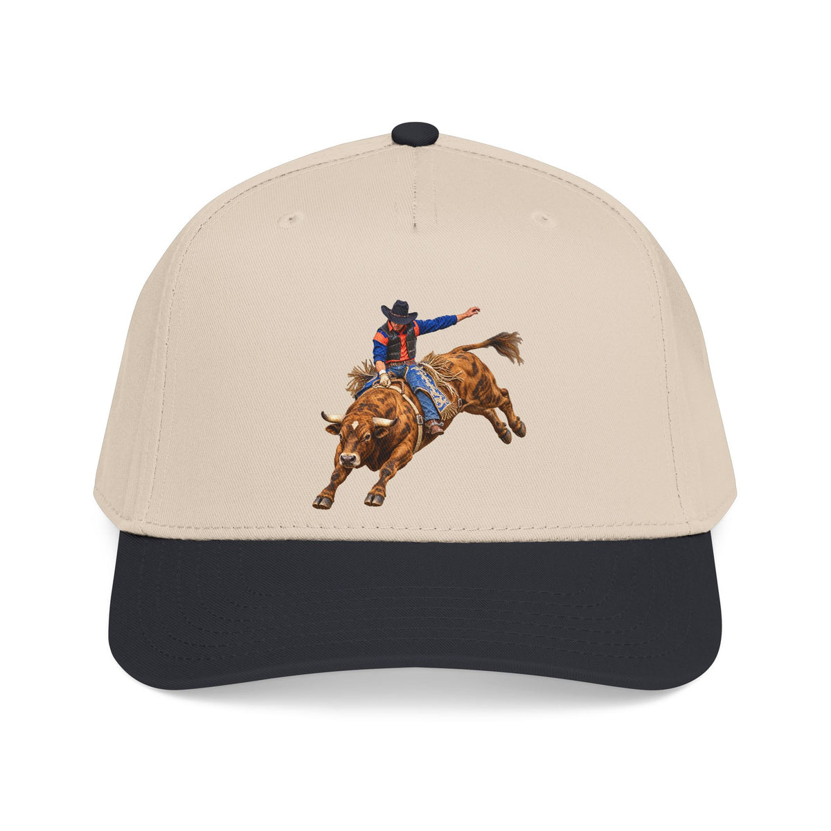 Mid Profile Baseball Cap — Cowboys - Bull Rider - Oblique - without Text - 3D Transparent