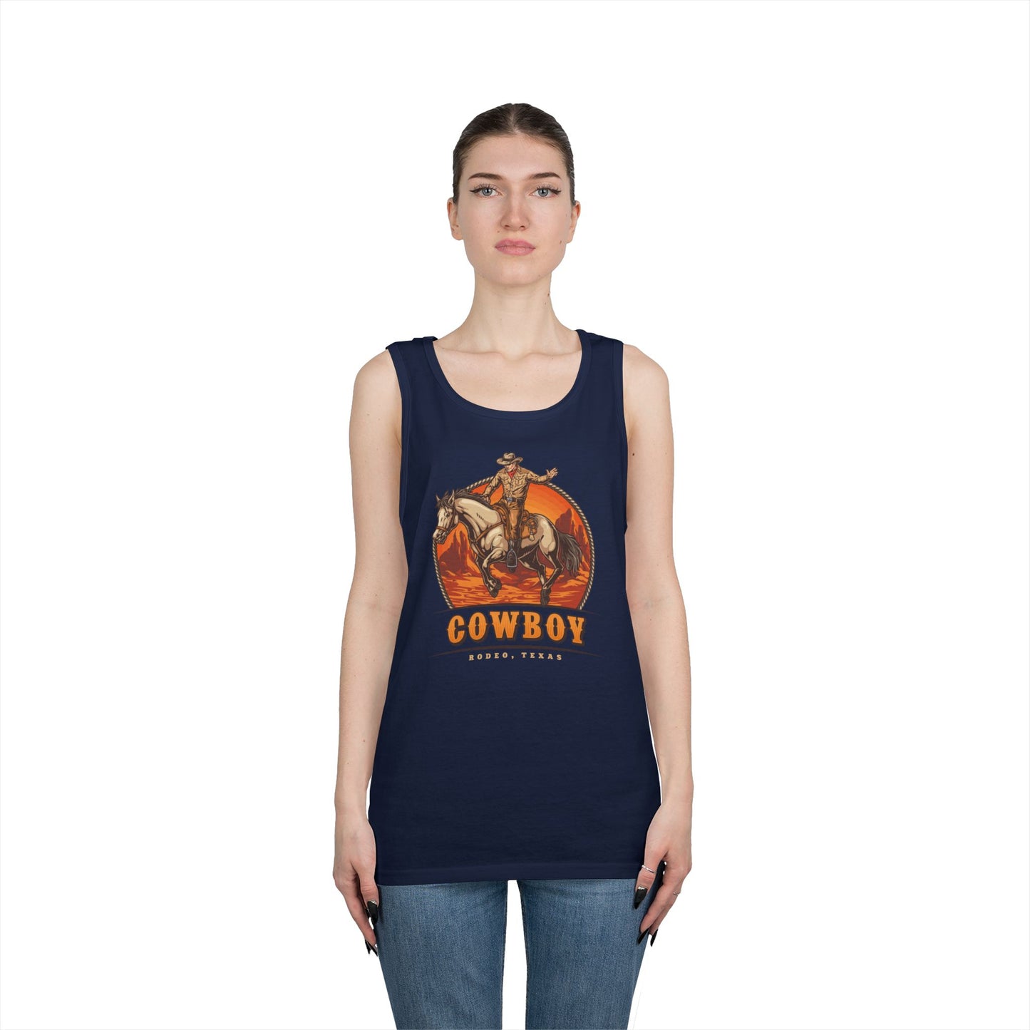 Unisex Heavy Cotton Tank Top - Rodeo Cowboy - Texas