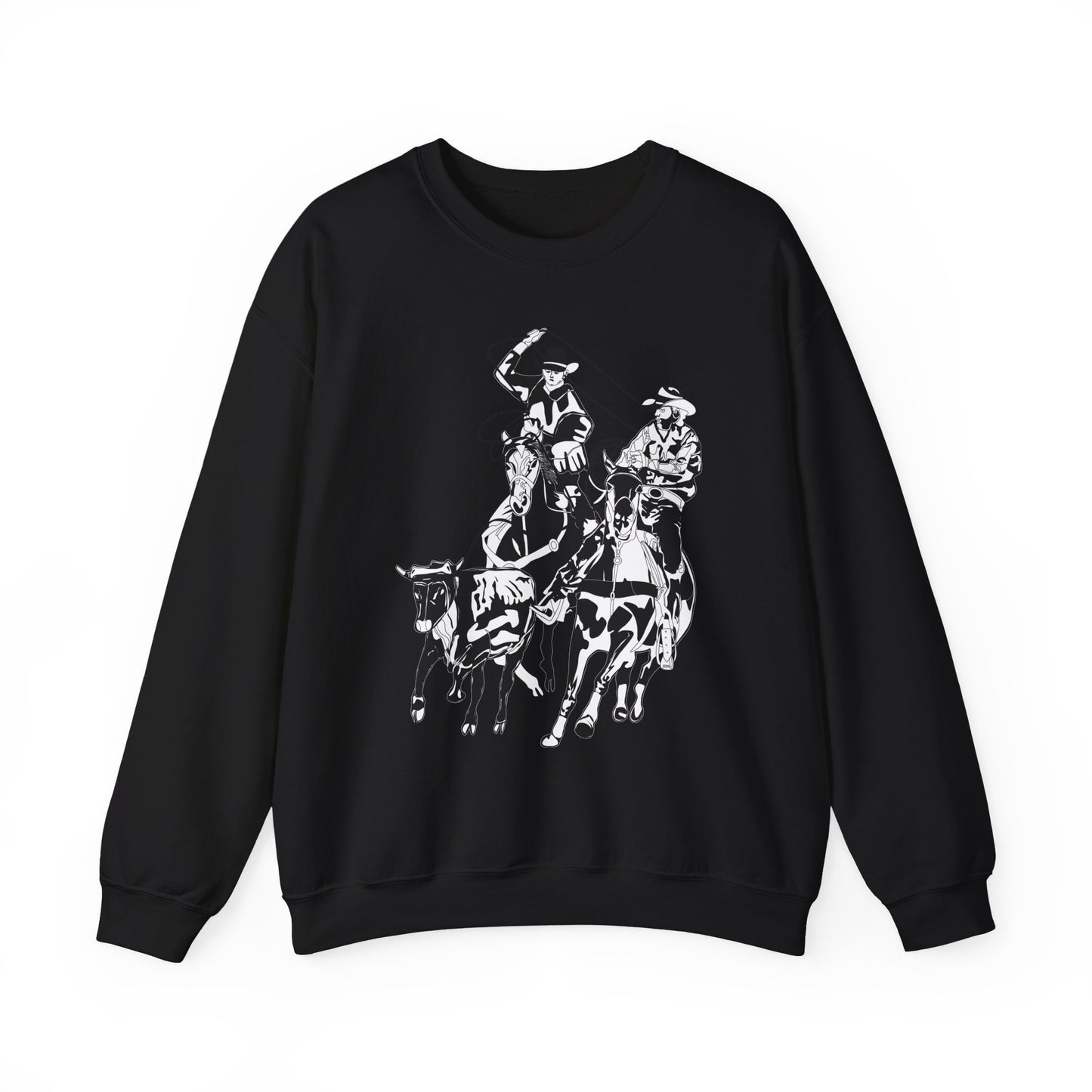 Crewneck Sweatshirt - California Rodeo - Salinas Team Roping - BW