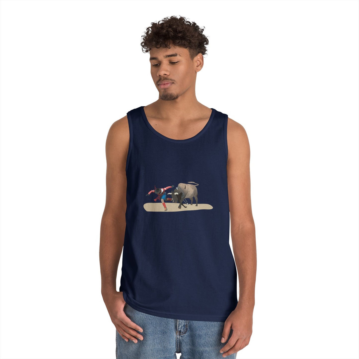 Unisex Heavy Cotton Tank Top - Rodeo - Bull and Clown