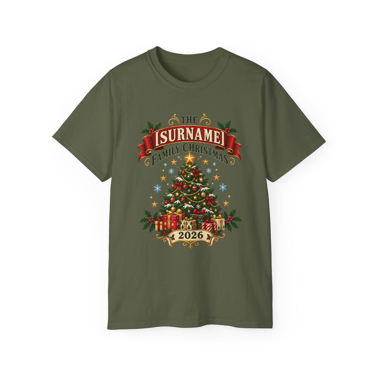 Unisex Ultra Cotton Tee - Vintage Family Christmas Tree - Free Customization