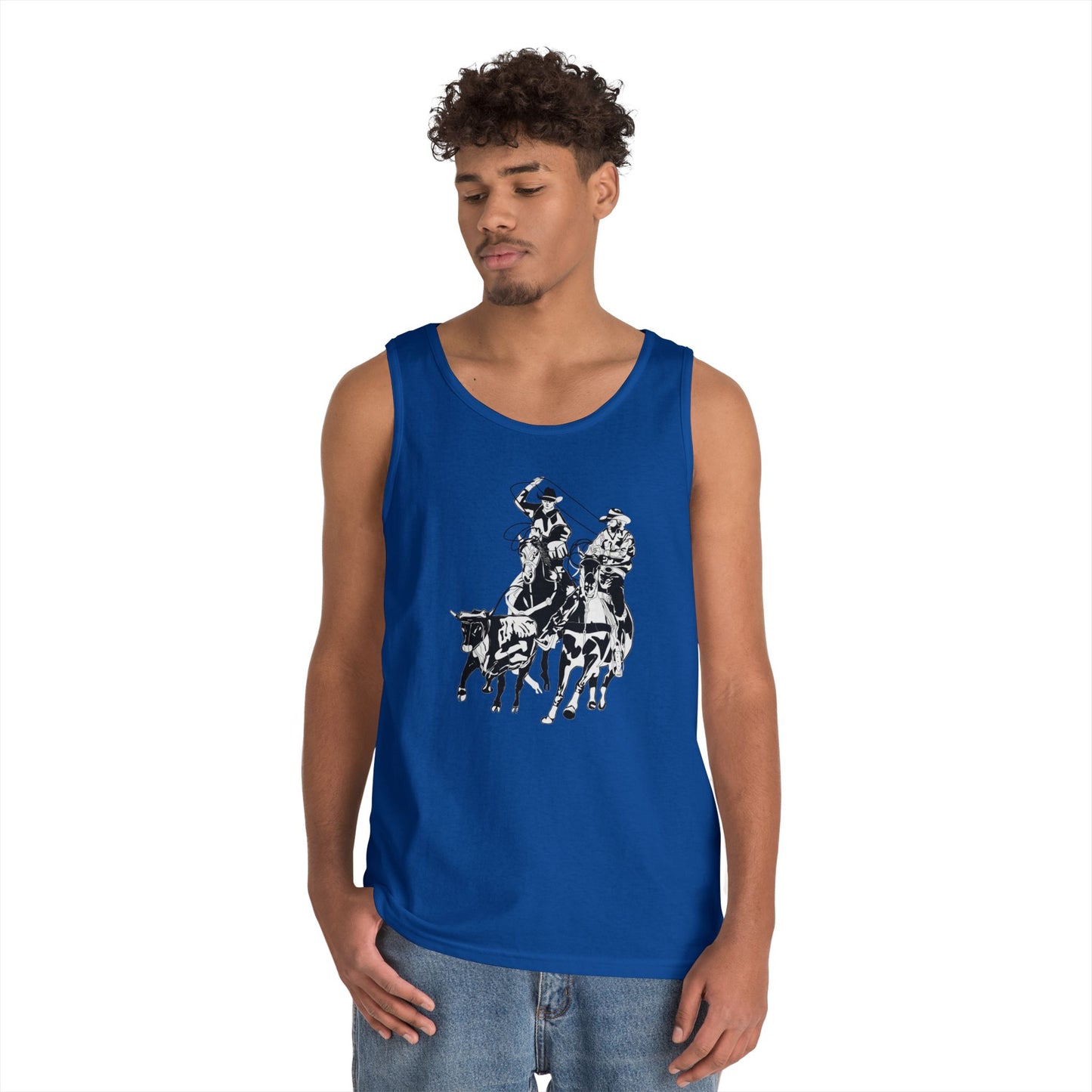 Unisex Heavy Cotton Tank Top - California Rodeo - Salinas Team Roping - BW