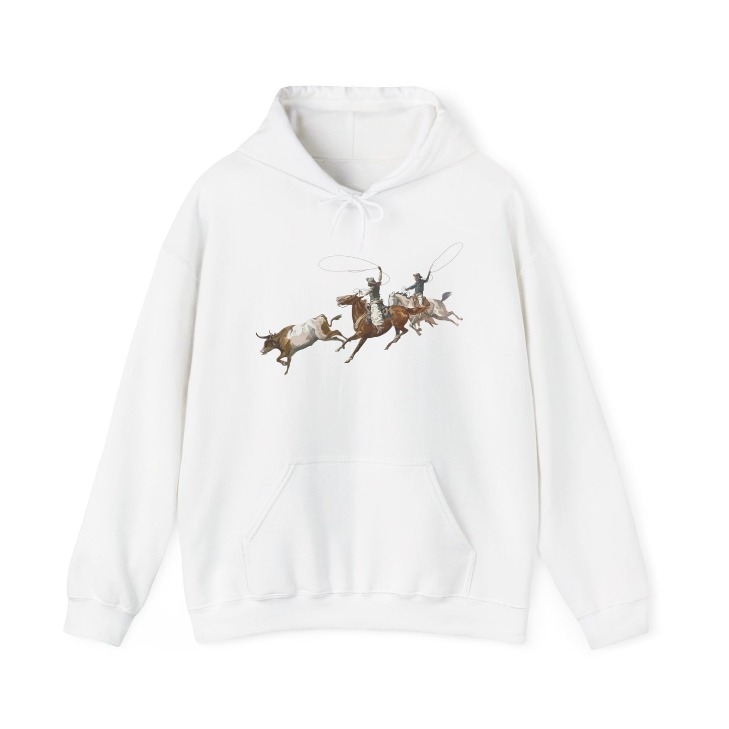 Unisex Hoodie - 2 Cowboys Roping 1 Longhorn X 300