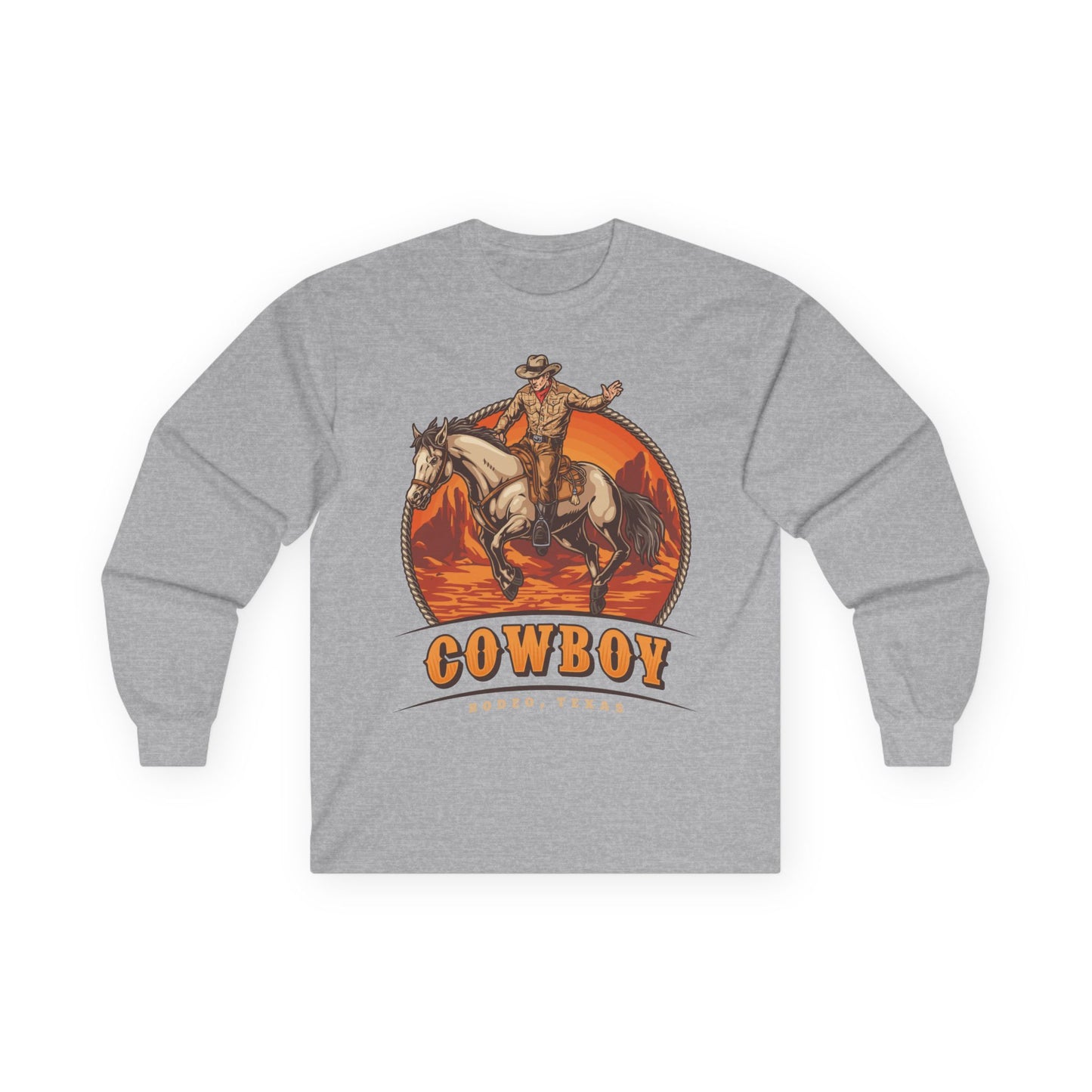 Unisex Ultra Cotton Long Sleeve Tee - Rodeo Cowboy - Texas