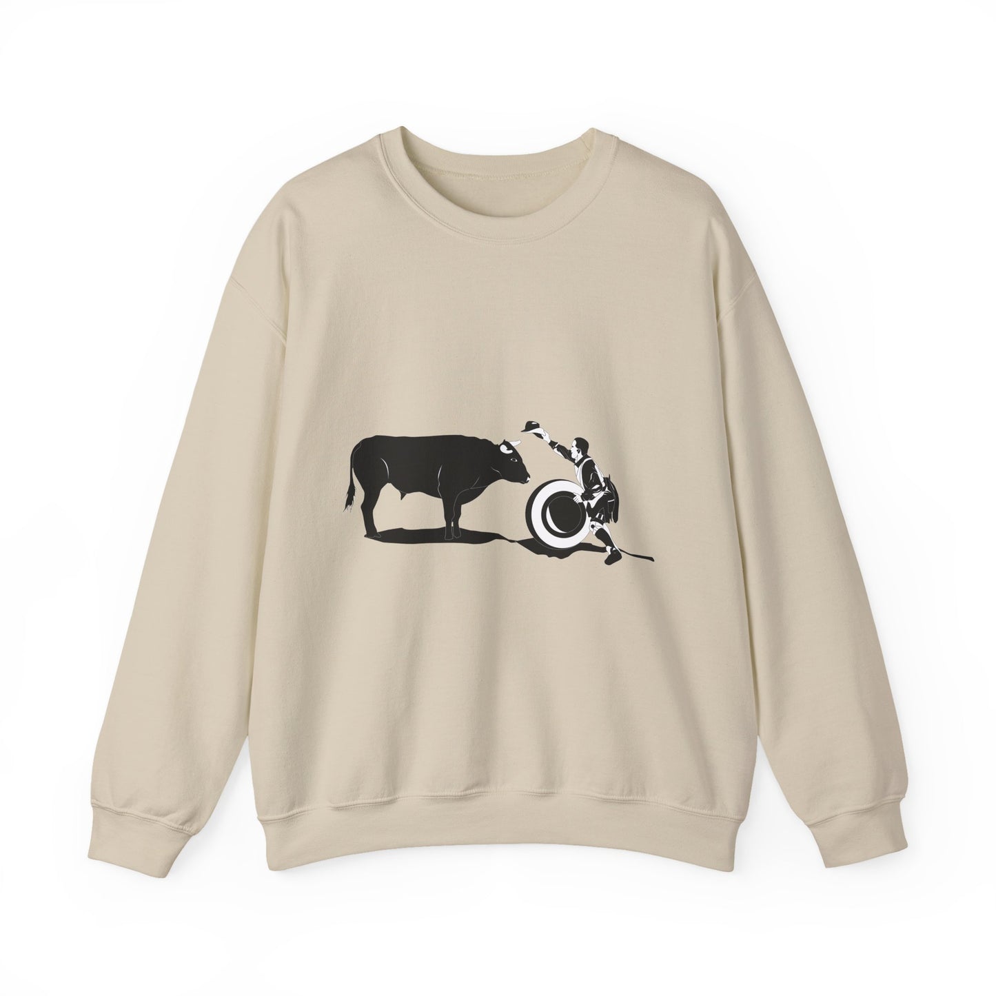 Crewneck Sweatshirt - Clown and Bull - BW