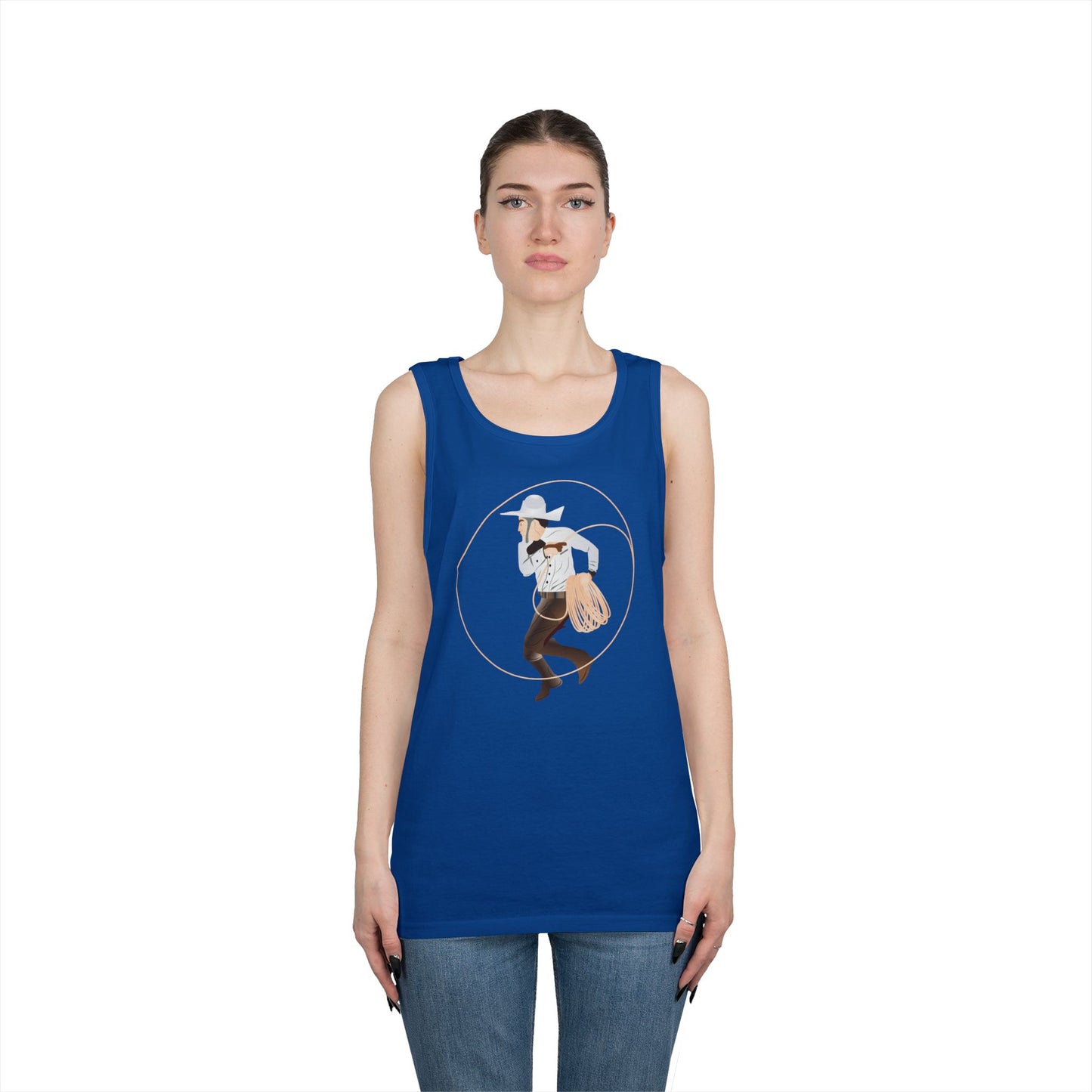 Unisex Heavy Cotton Tank Top - Rodeo - Mexican Cowboy - Lariat