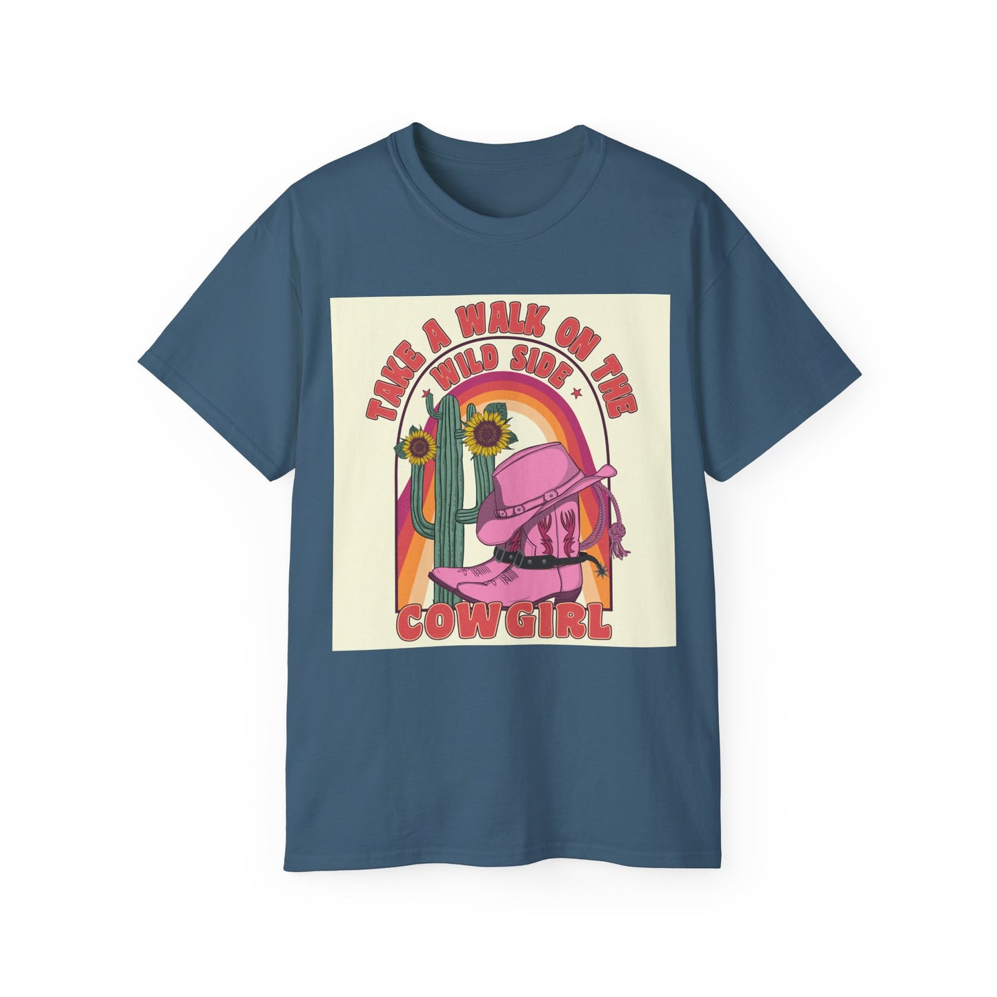 Unisex Ultra Cotton Tee - Cowgirl Sunset Boots & Cactus