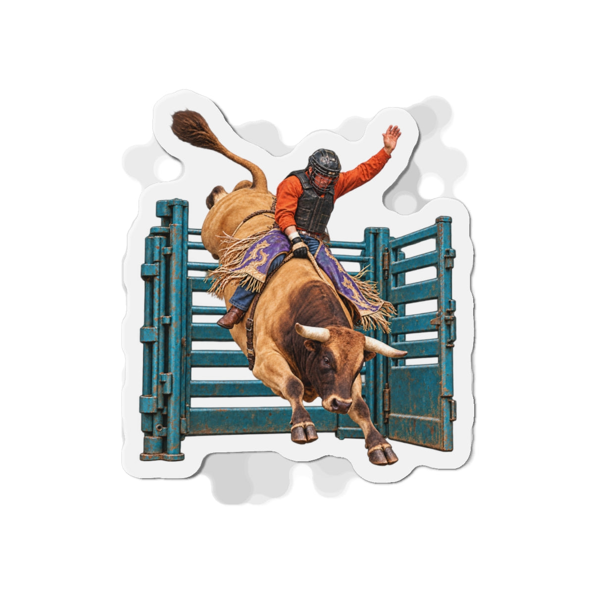 Die-Cut Magnets — Cowboys - Bull Rider - Out of the Chute - without Text - 3D Transparent