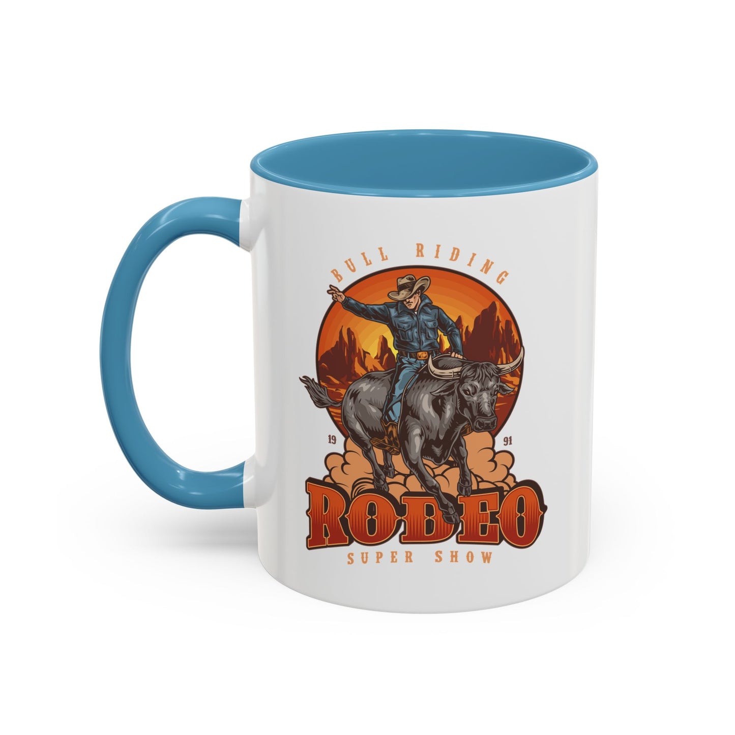 Accent Coffee Mug (11, 15oz) - Bull Riding - Rodeo Super Show
