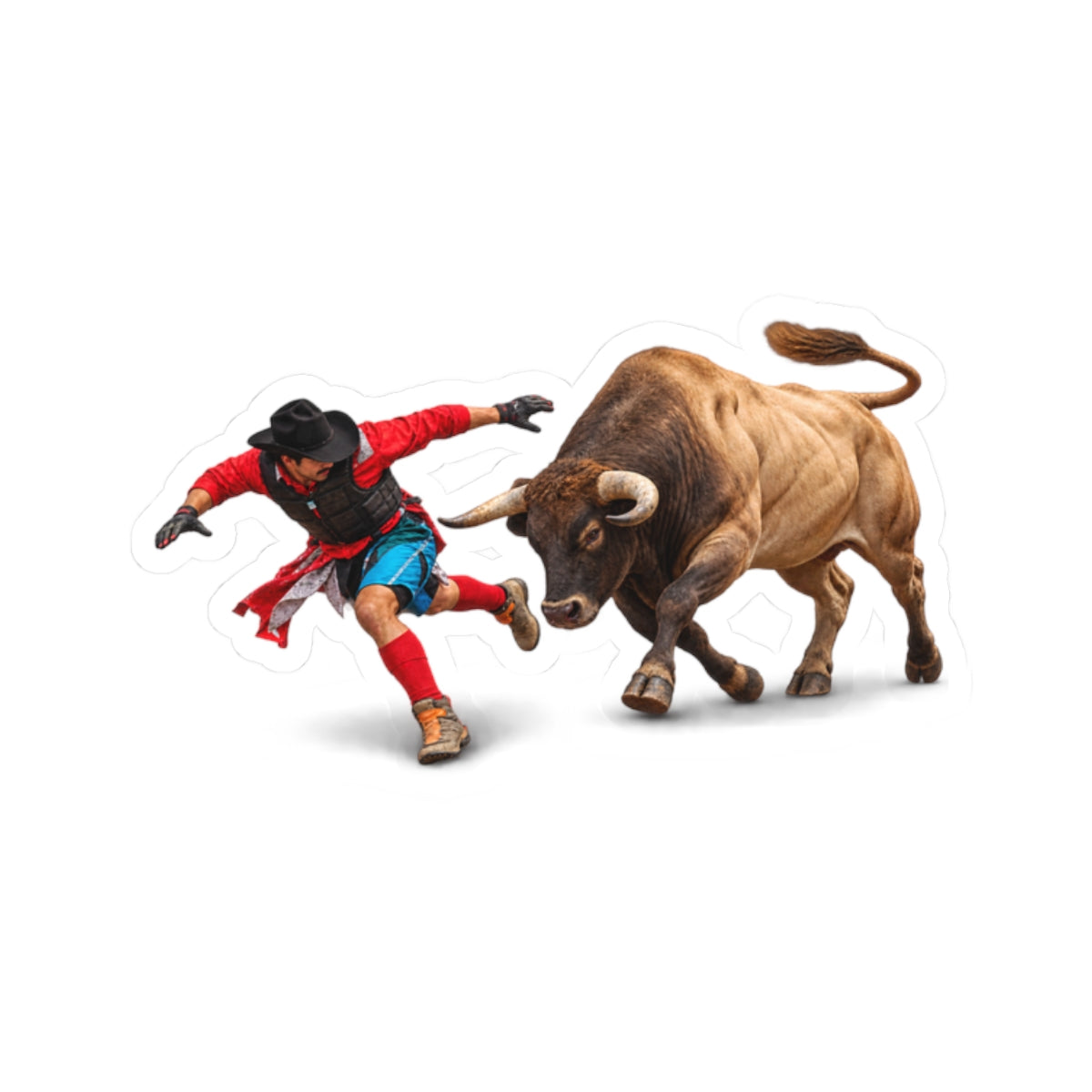 Kiss-Cut Stickers - Rodeo - Bull and Clown - 3D