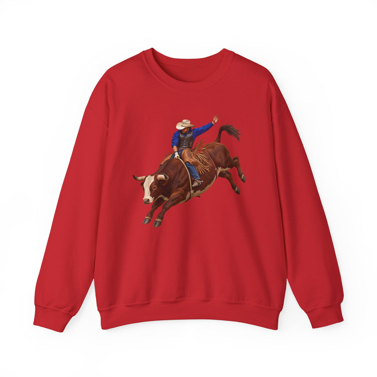 Crewneck Sweatshirt - Cowboys - Bull Rider - Mid Ride - without Text - 3D Transparent