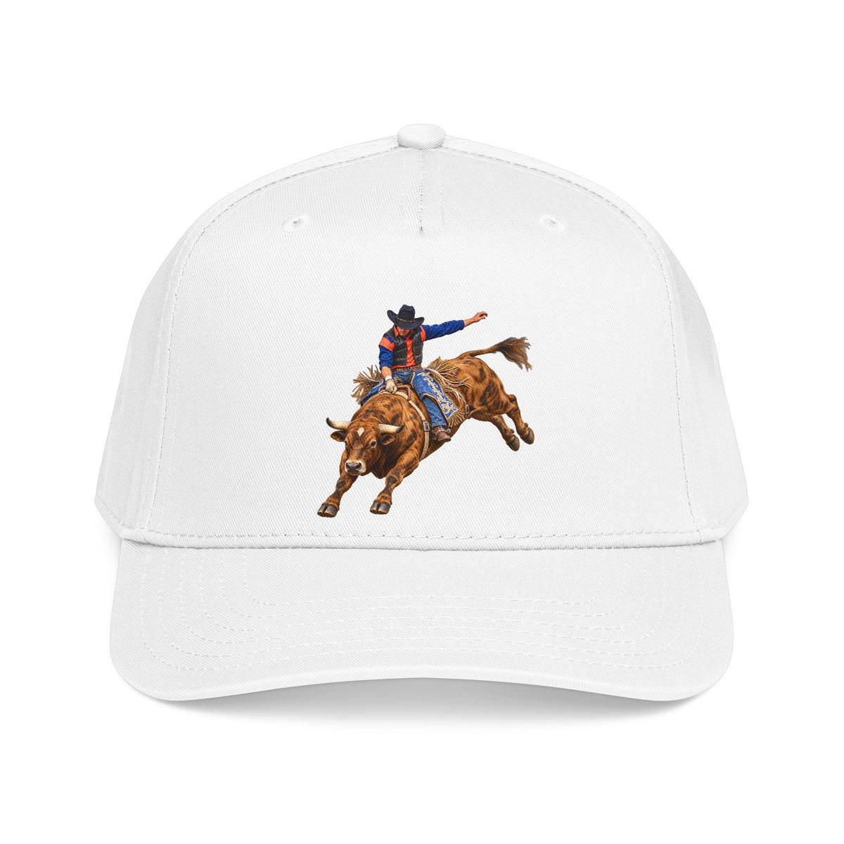 Mid Profile Baseball Cap — Cowboys - Bull Rider - Oblique - without Text - 3D Transparent