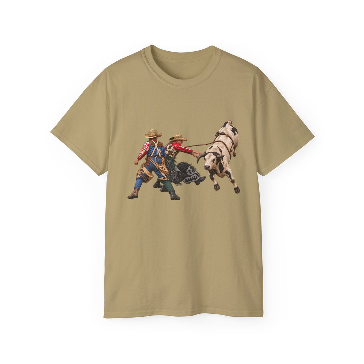 Unisex Ultra Cotton Tee - Cowboys - Clowns and Bull - without Text - 3D Transparent