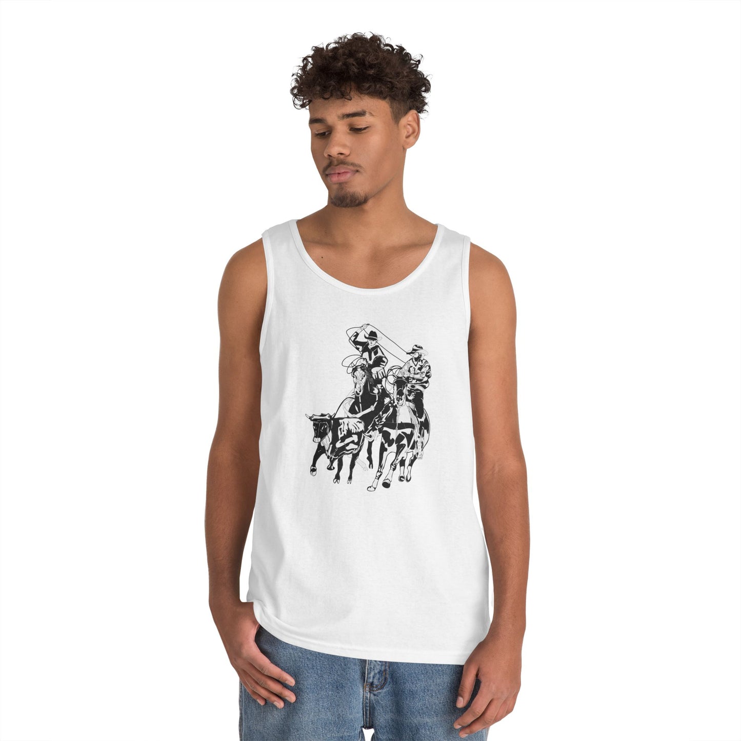 Unisex Heavy Cotton Tank Top - California Rodeo - Salinas Team Roping - BW