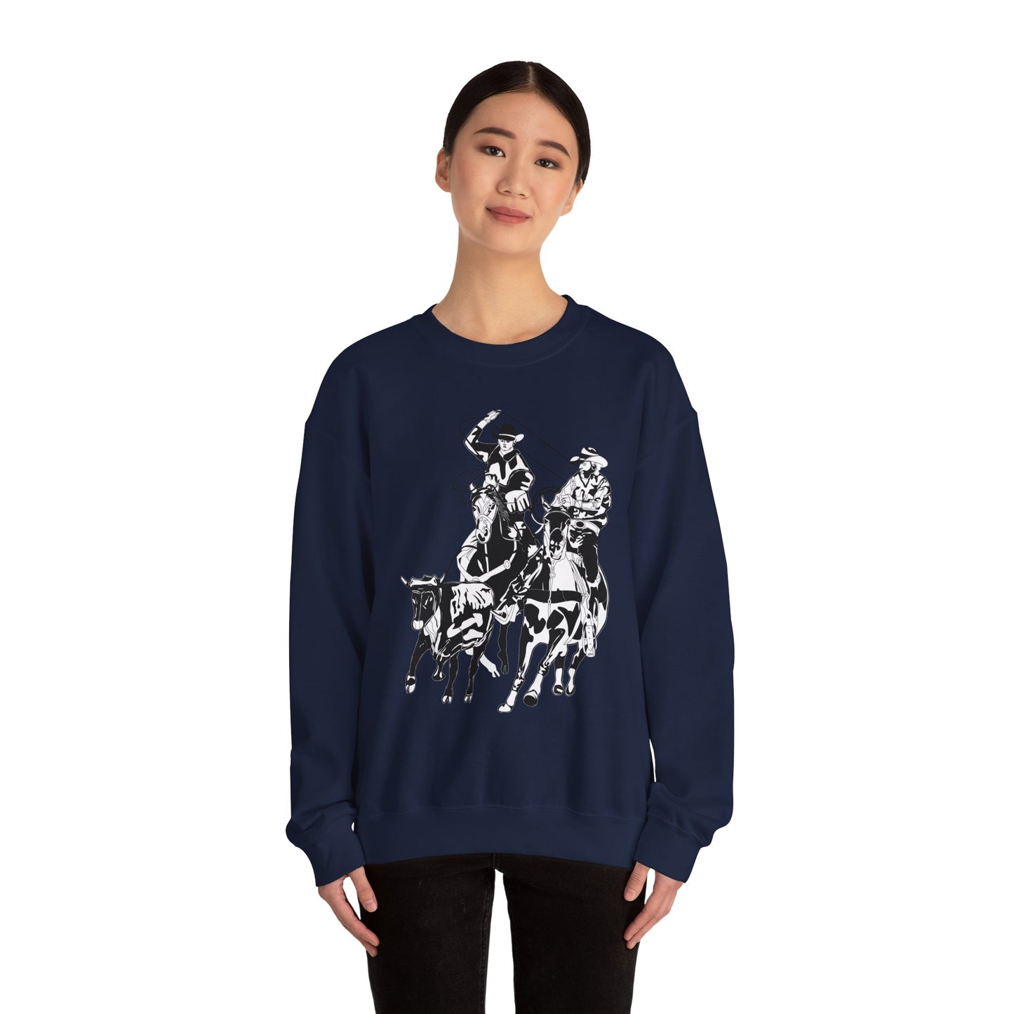 Crewneck Sweatshirt - California Rodeo - Salinas Team Roping - BW