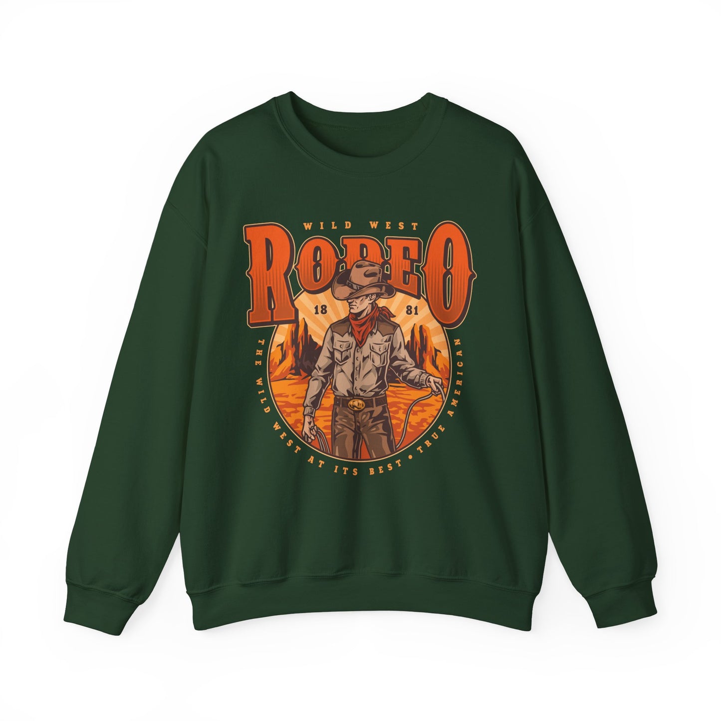 Crewneck Sweatshirt - Wild West Rodeo - True American - The Wild West At Its Best