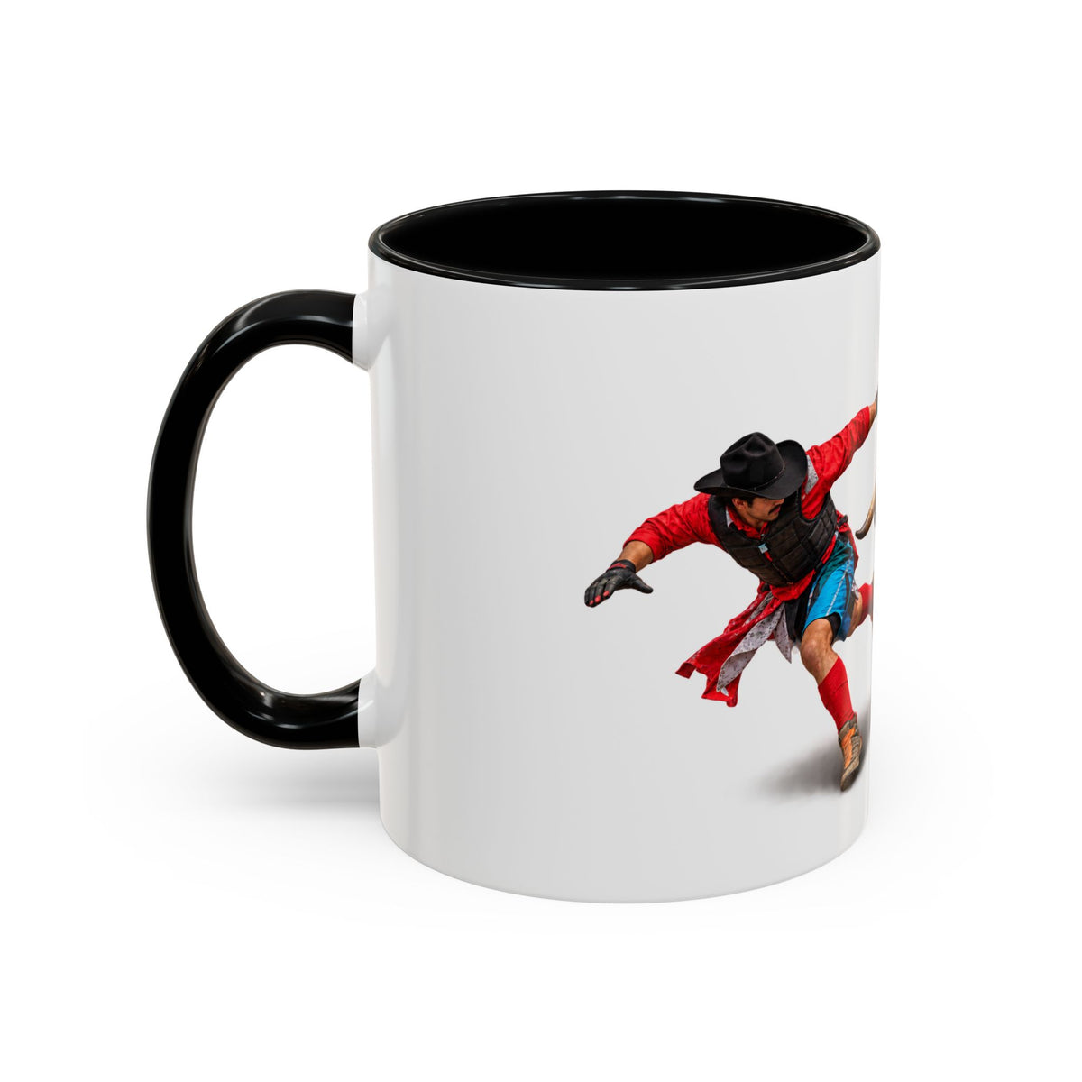 Accent Coffee Mug (11, 15oz) - Rodeo - Bull and Clown - 3D