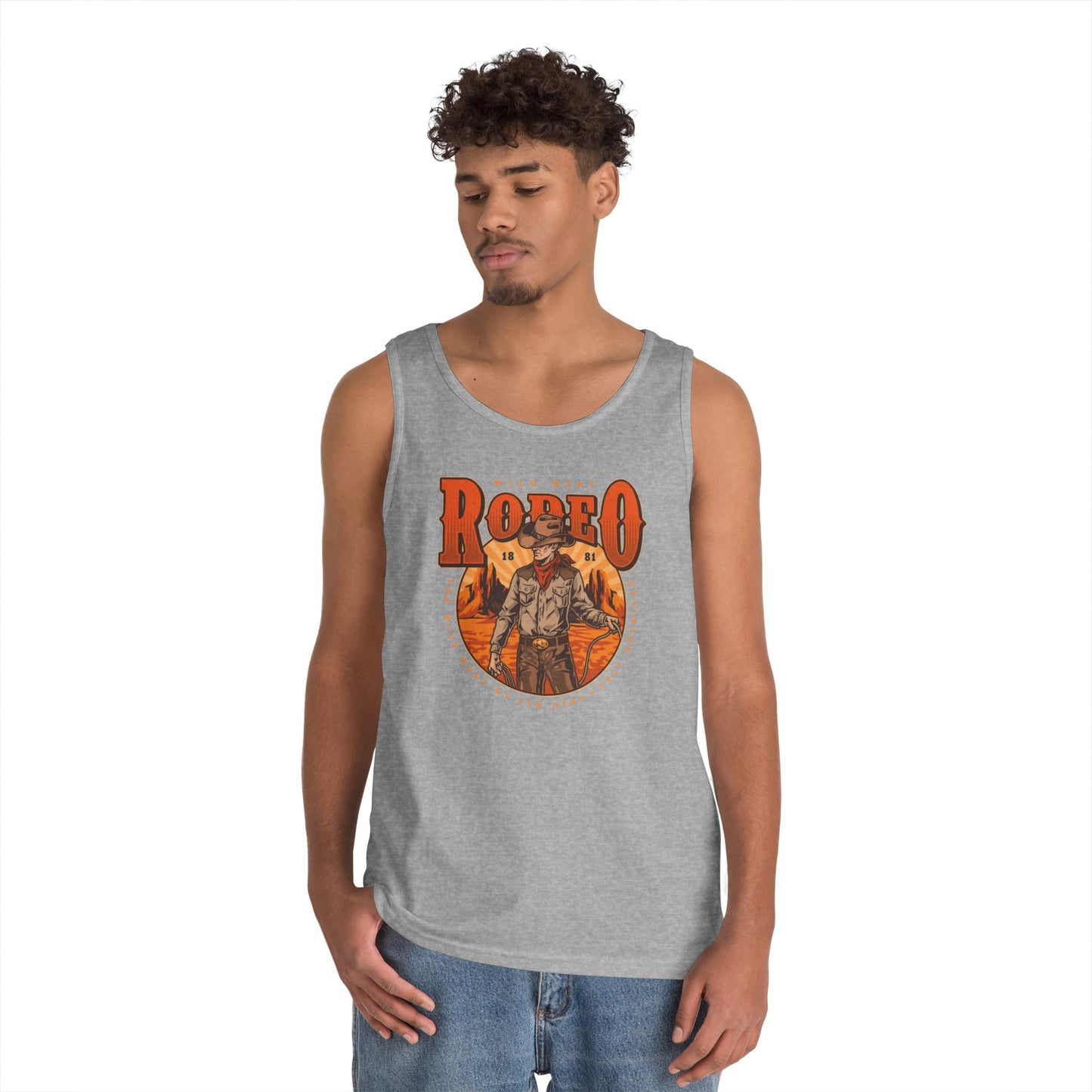 Unisex Heavy Cotton Tank Top - Wild West Rodeo - True American - The Wild West At Its Best
