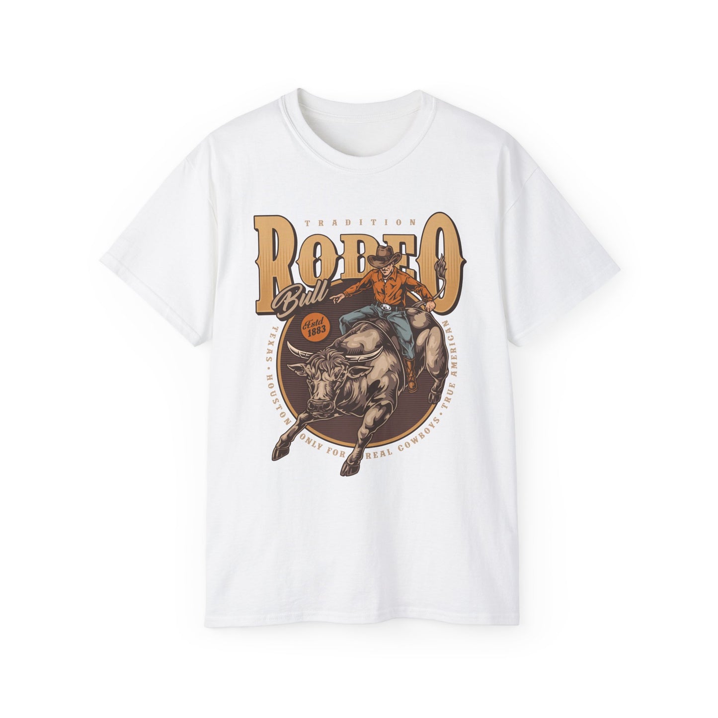 Western Rodeo Cowboy Tee - Fun Casual Shirt for Rodeo Fans, Gift for Country Lovers, Festival Outfit, Everyday Wear, Rodeo Apparel - Tradition Rodeo Bull - Real Cowboys