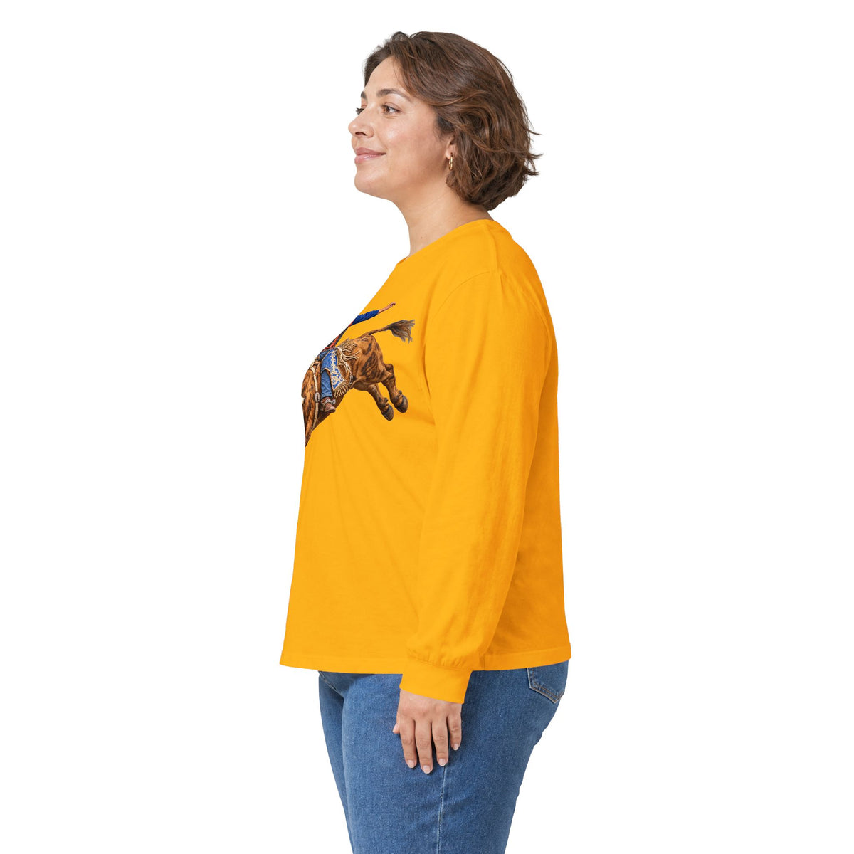 Unisex Ultra Cotton Long Sleeve Tee - Cowboys - Bull Rider - Oblique - without Text - 3D Transparent