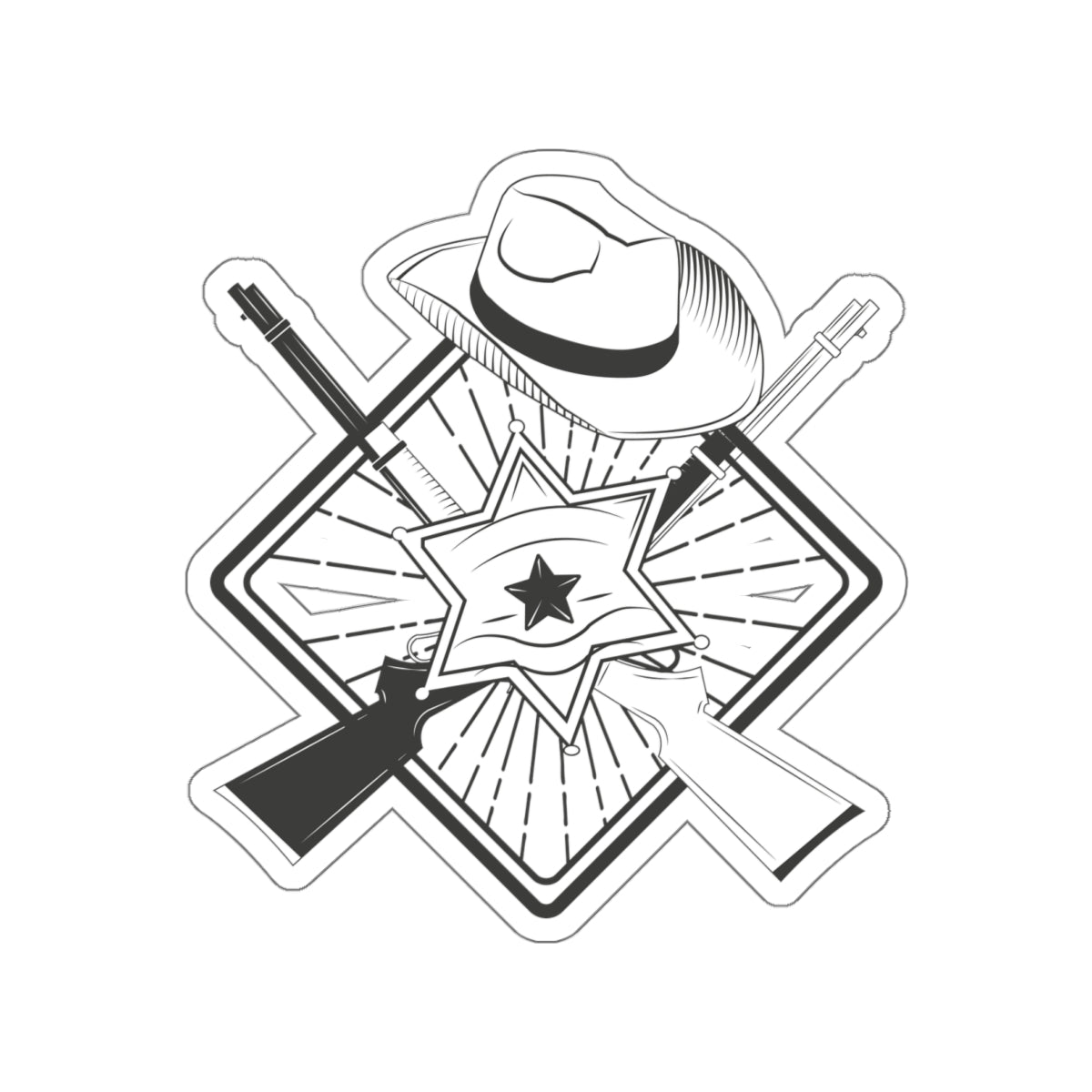 Die-cut stickers - Vintage Cowboy w Rifles and Hat