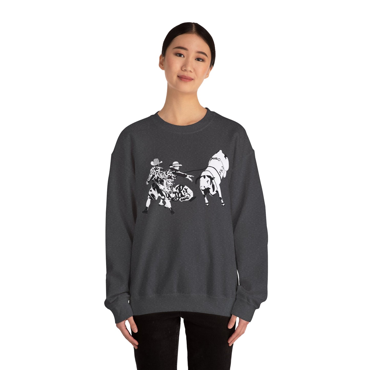 Crewneck Sweatshirt - Clowns and Bull - BW