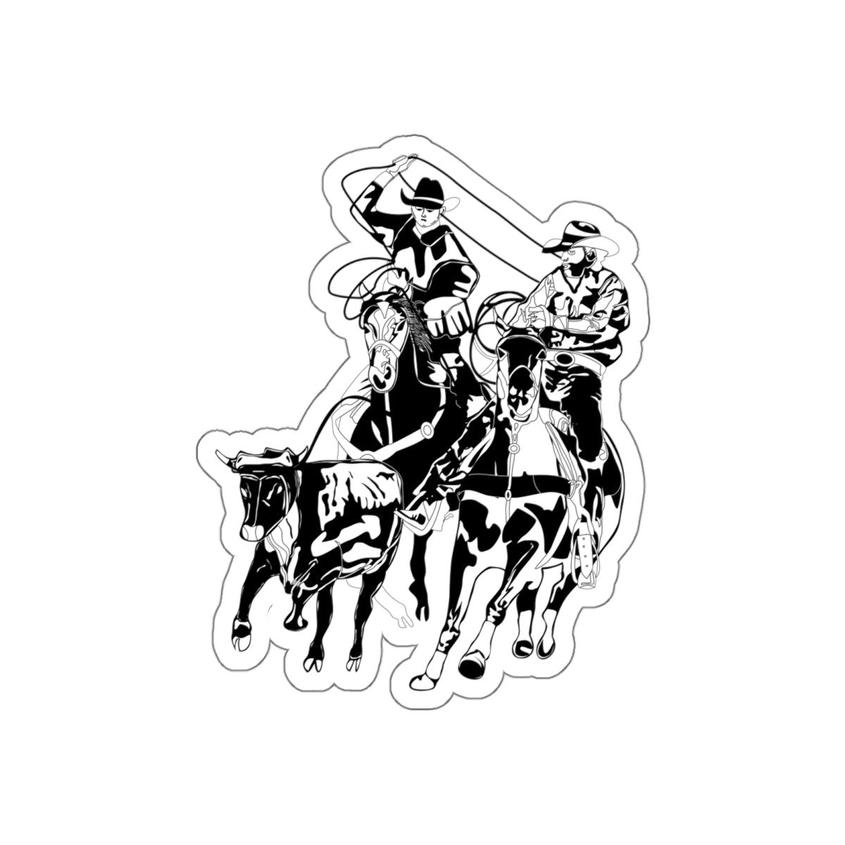 Die-cut stickers - California Rodeo - Salinas Team Roping - BW
