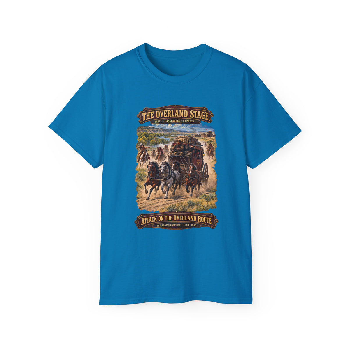 Unisex Ultra Cotton Tee - Overland Stage - Indian Attack on the Trail - 3D - Enhanced