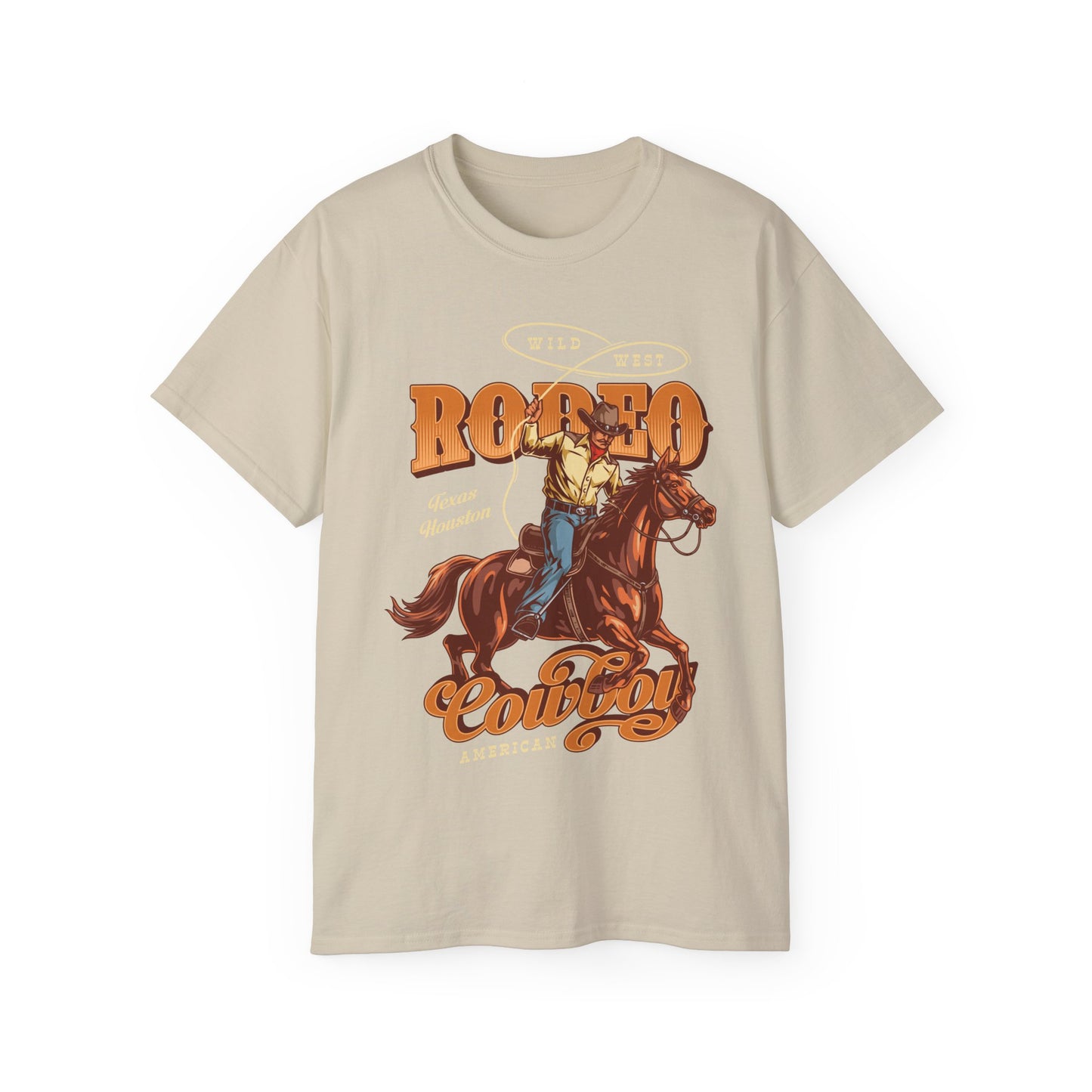 Unisex Ultra Cotton Tee - Wild West - Houston, Texas - American Rodeo Cowboy