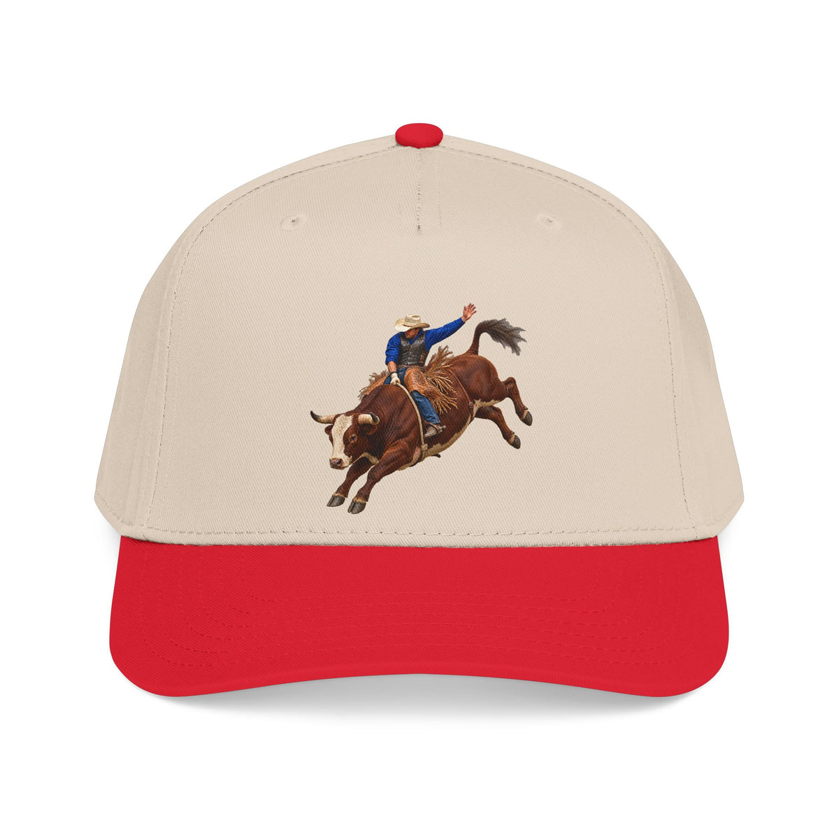 Mid Profile Baseball Cap — Cowboys - Bull Rider - Mid Ride - without Text - 3D Transparent