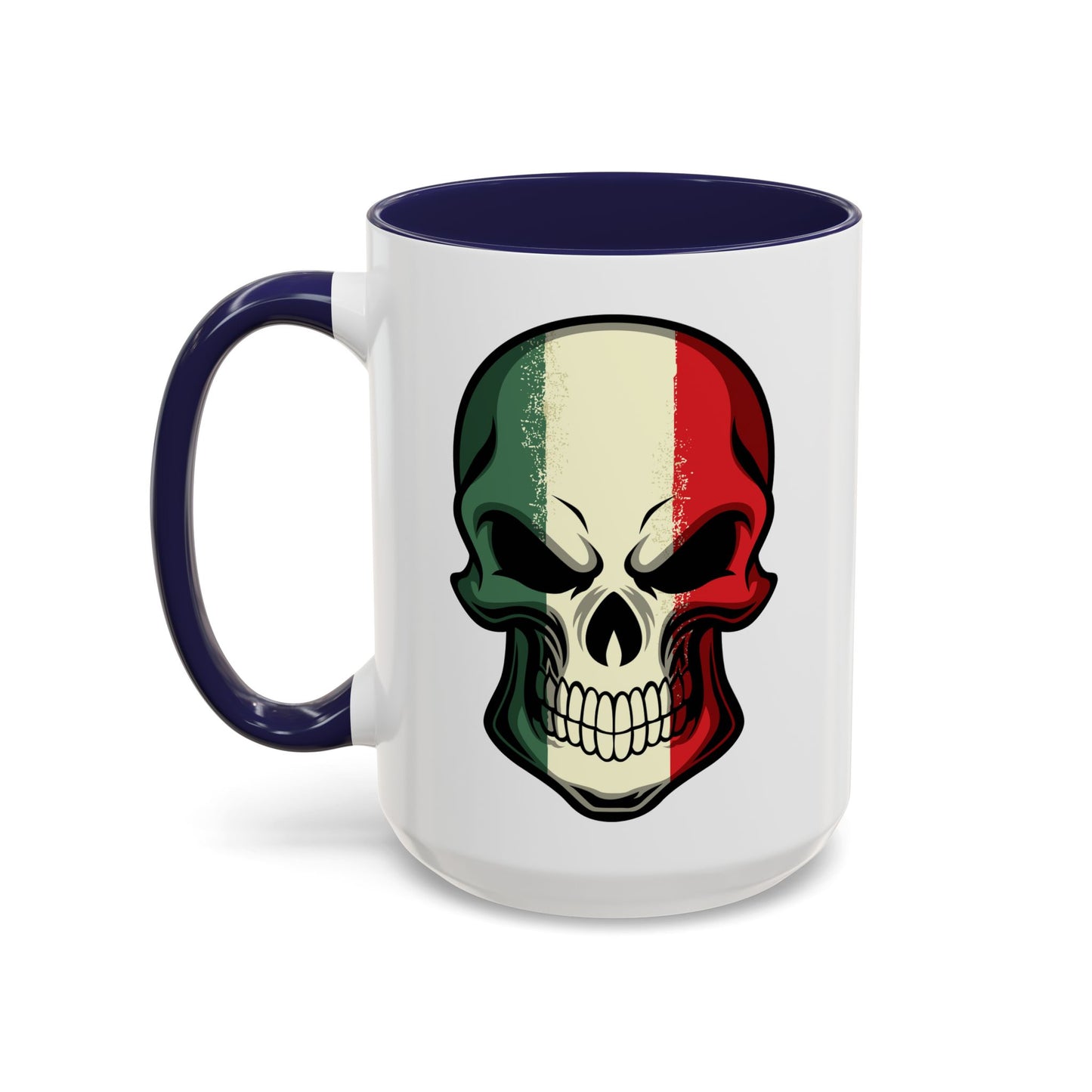 Accent Coffee Mug (11, 15oz) - Red White Green Skull