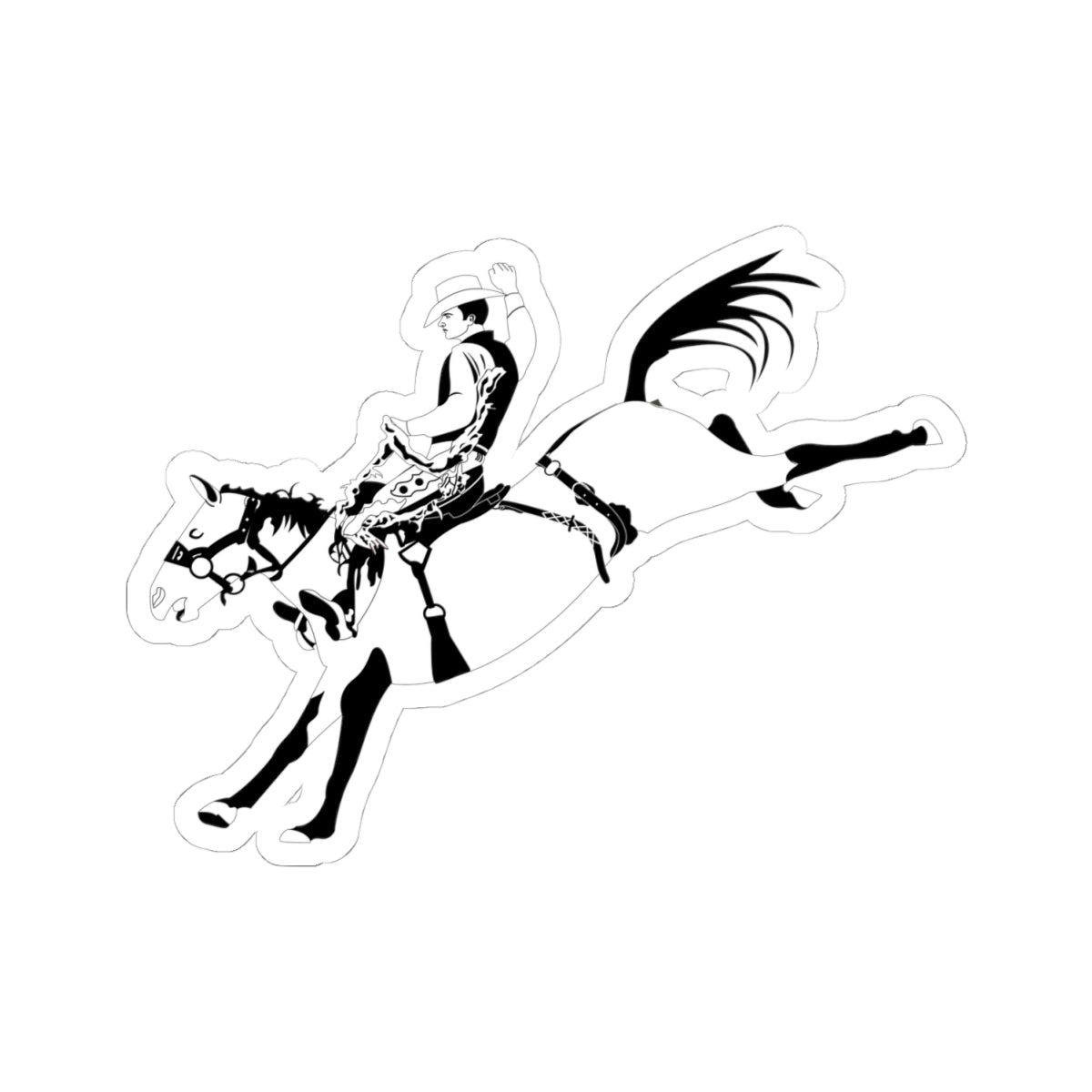 Kiss-Cut Stickers - Cowboy - Bronco Buster - BW