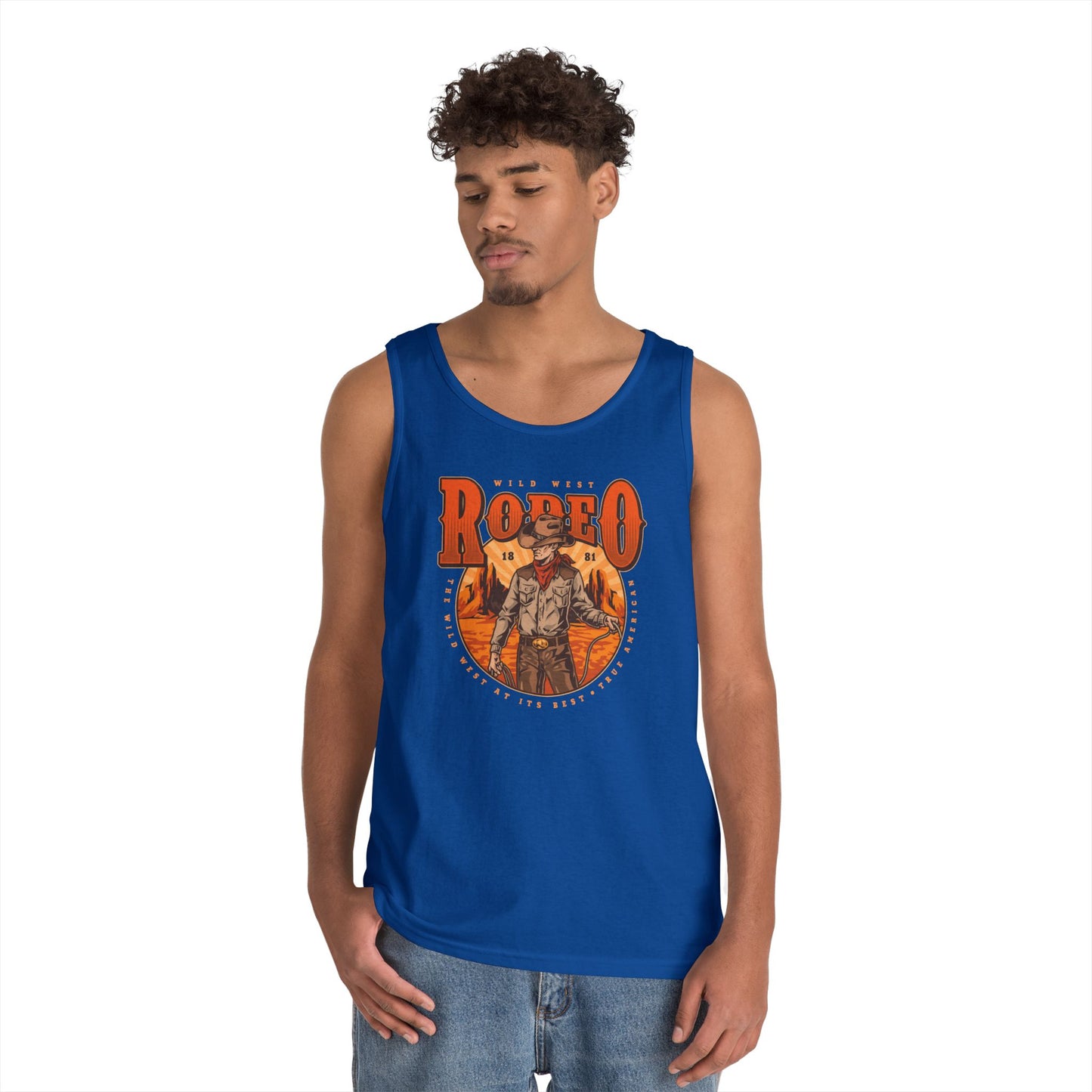 Unisex Heavy Cotton Tank Top - Wild West Rodeo - True American - The Wild West At Its Best