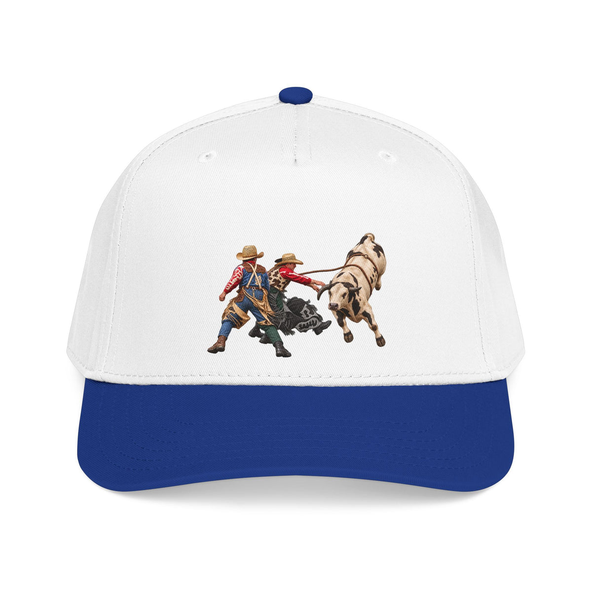 Mid Profile Baseball Cap — Cowboys - Clowns and Bull - without Text - 3D Transparent