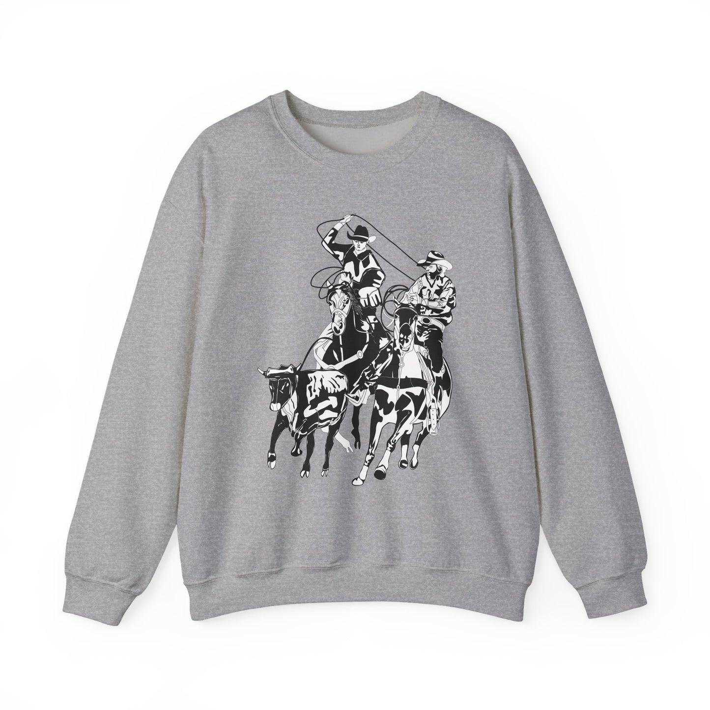 Crewneck Sweatshirt - California Rodeo - Salinas Team Roping - BW