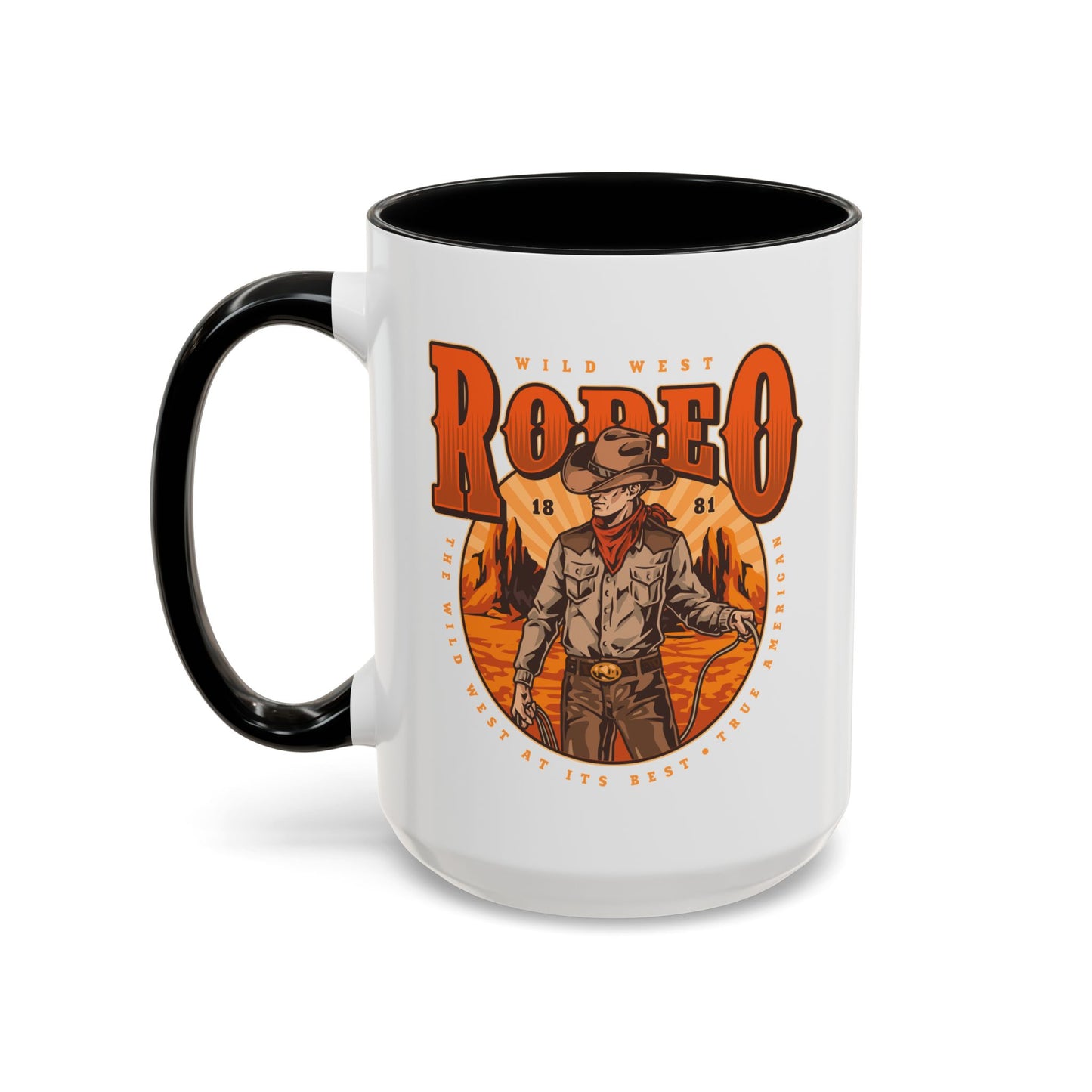 Accent Coffee Mug (11, 15oz) - Wild West Rodeo - True American - The Wild West At Its Best