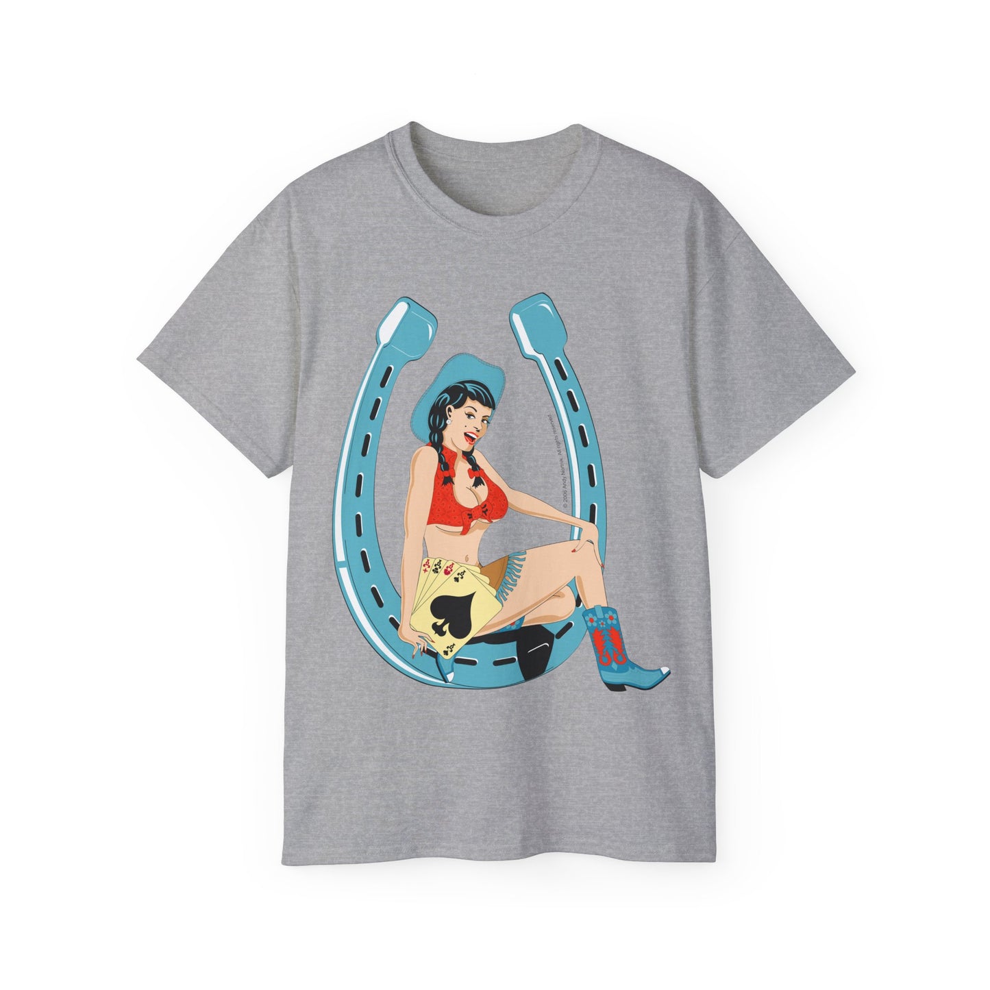 Unisex Ultra Cotton Tee - Sexy Cowgirl Luck - Lady Luck