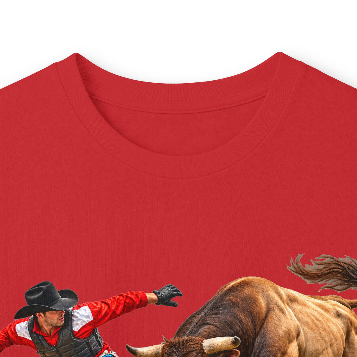 Unisex Ultra Cotton Long Sleeve Tee - Cowboys - Bull Chasing Clown - without Text - 3D Transparent