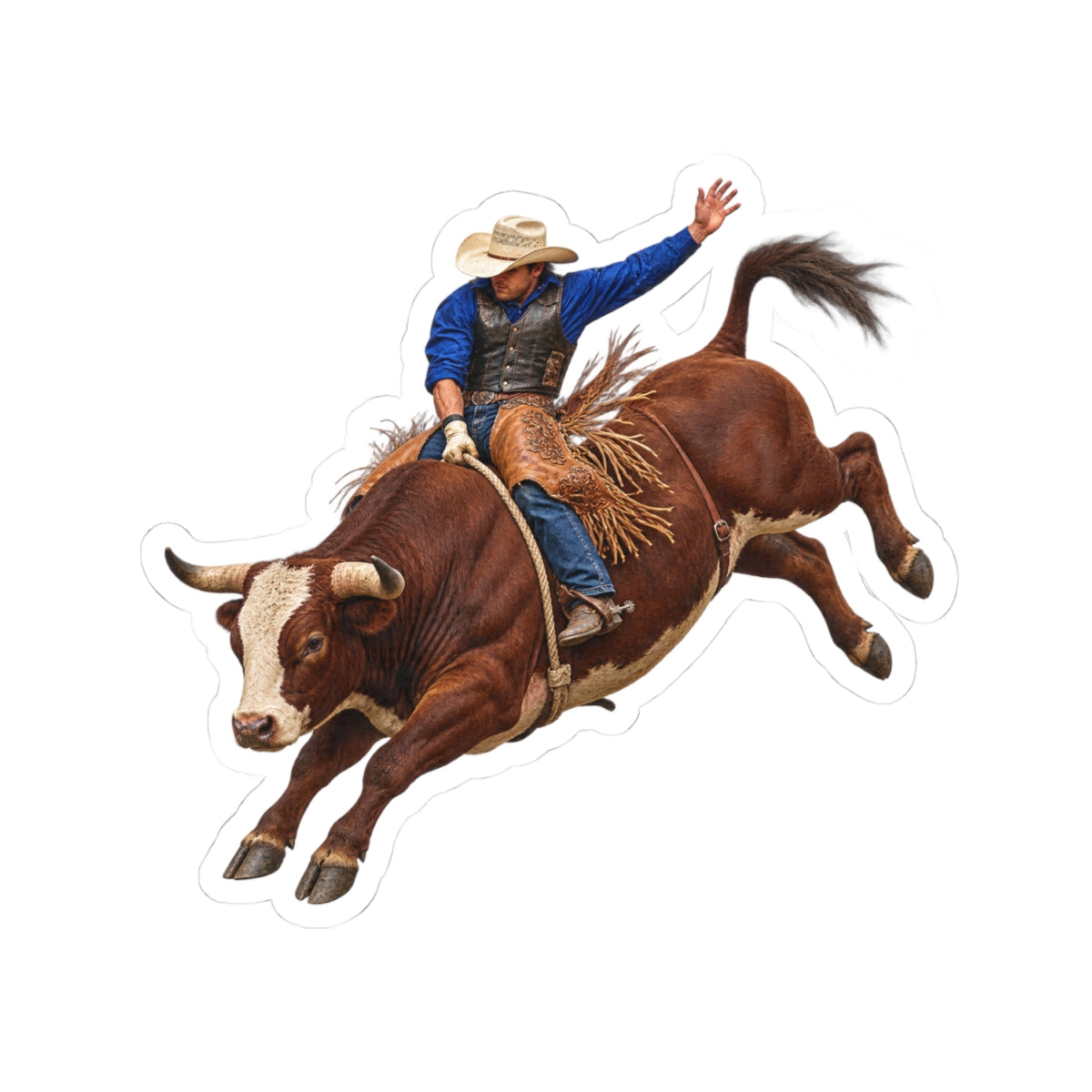 Kiss-Cut Stickers - Cowboys - Bull Rider - Mid Ride - without Text - 3D Transparent