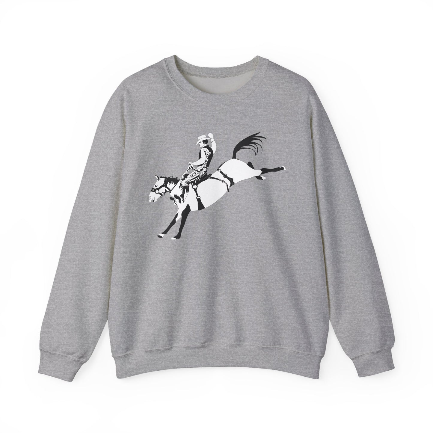 Crewneck Sweatshirt - Cowboy - Bronco Buster - BW