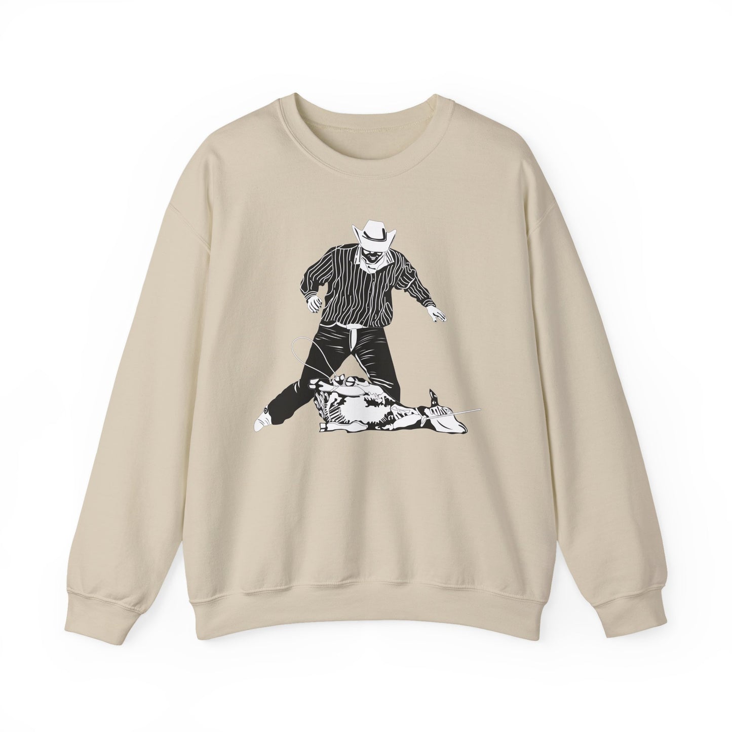 Crewneck Sweatshirt - Calf Roping - BW