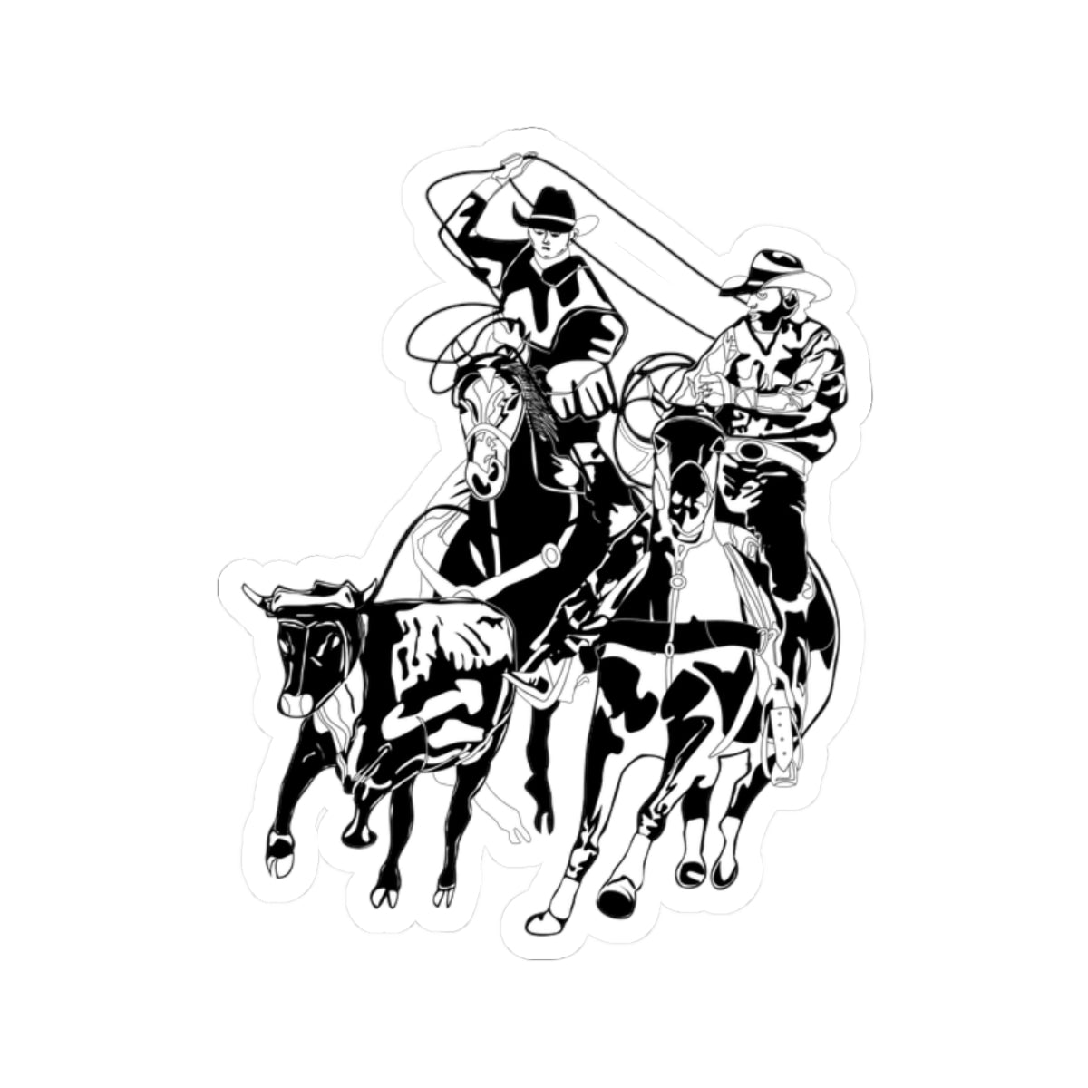 Kiss-Cut Stickers - California Rodeo - Salinas Team Roping - BW