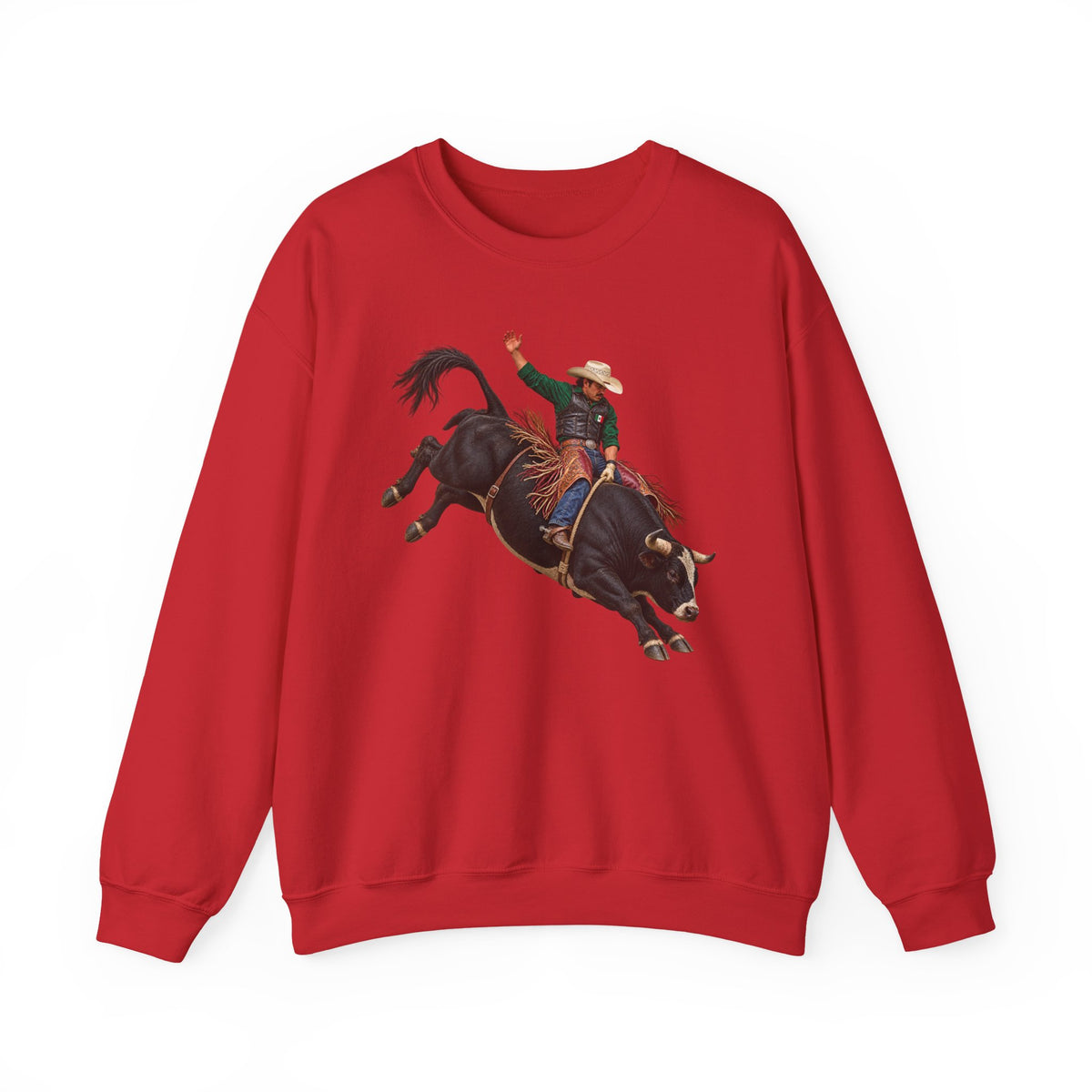 Crewneck Sweatshirt - Cowboys - Bull Rider - Latino - without Text - 3D Transparent