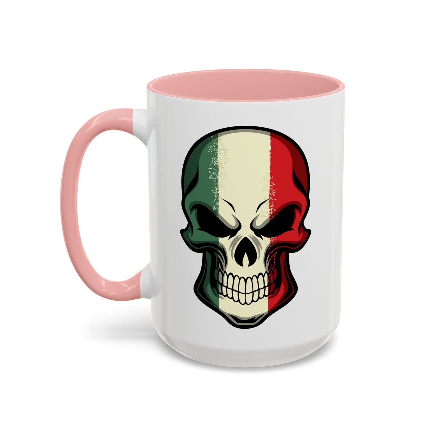 Accent Coffee Mug (11, 15oz) - Red White Green Skull