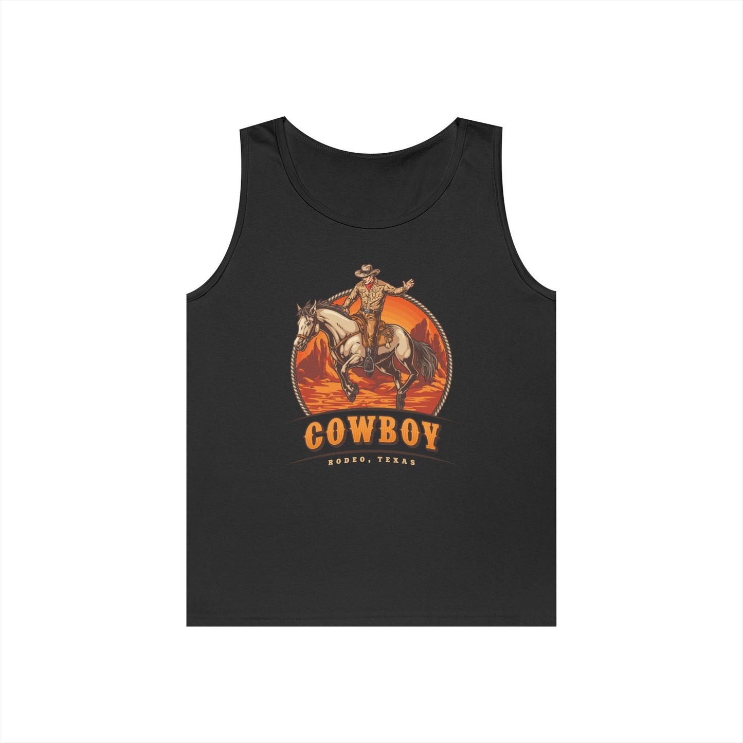 Unisex Heavy Cotton Tank Top - Rodeo Cowboy - Texas