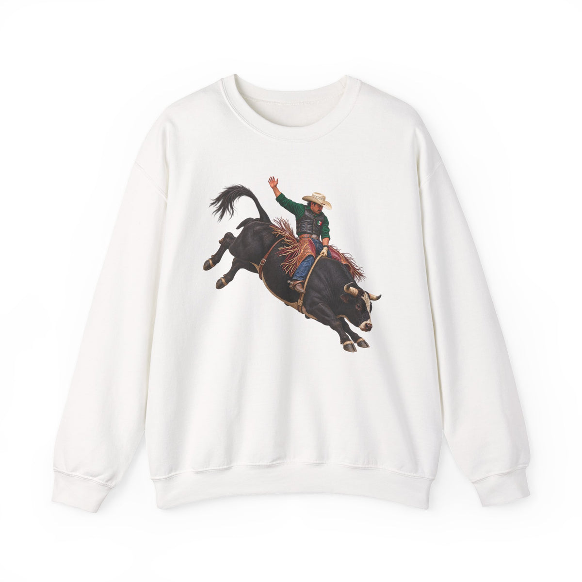 Crewneck Sweatshirt - Cowboys - Bull Rider - Latino - without Text - 3D Transparent