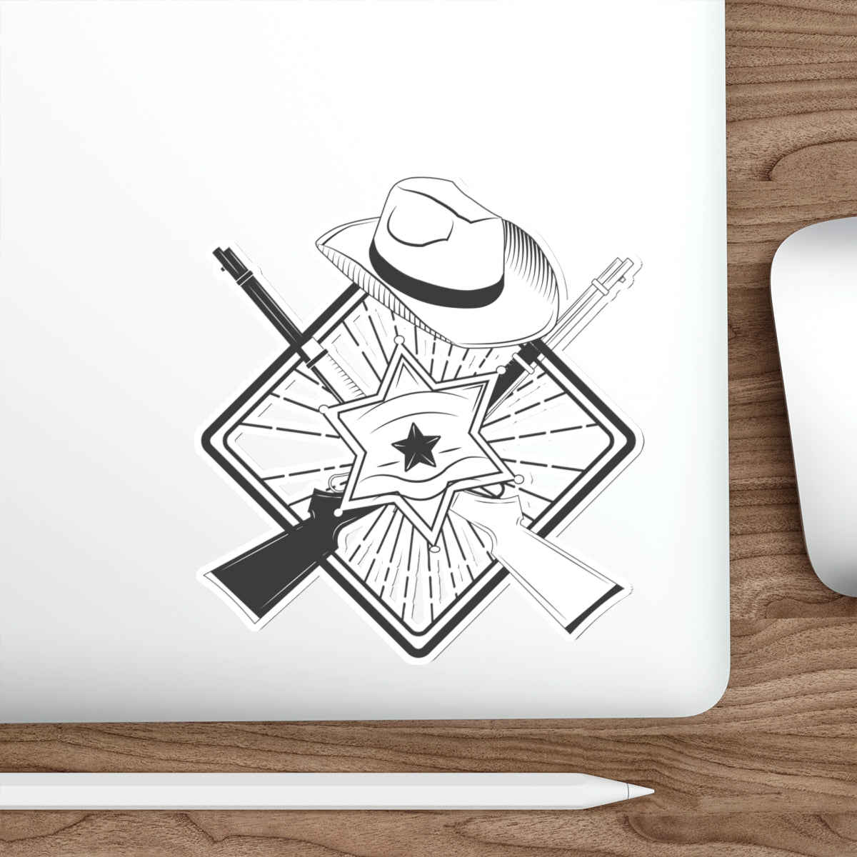 Die-cut stickers - Vintage Cowboy w Rifles and Hat