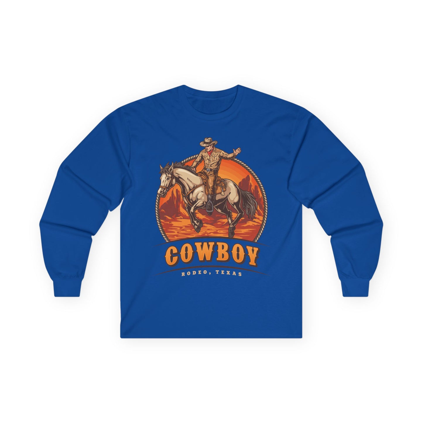 Unisex Ultra Cotton Long Sleeve Tee - Rodeo Cowboy - Texas
