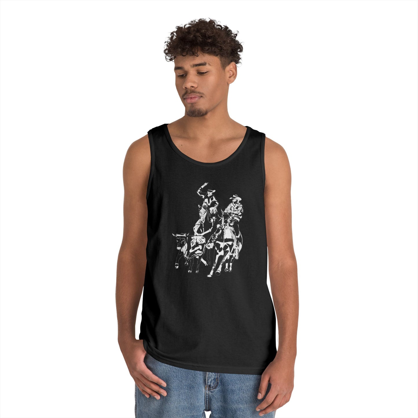Unisex Heavy Cotton Tank Top - California Rodeo - Salinas Team Roping - BW